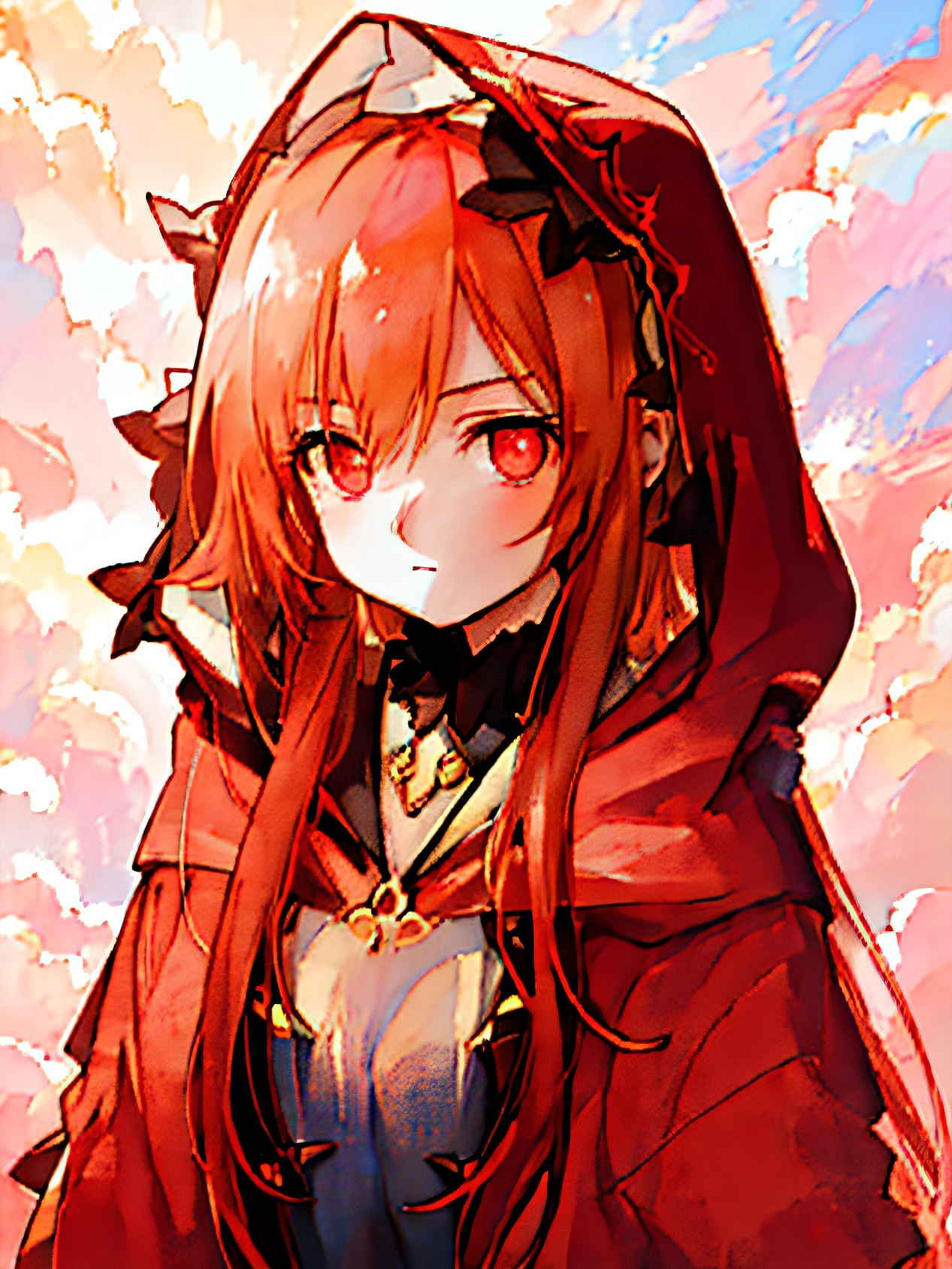 (best quality,4k,8k,highres,masterpiece:1.2),ultra-detailed,(realistic,photorealistic,photo-realistic:1.37),anime,charismatic,black and red hoodie,funky,golden long hair,gothic,golden-haired anime girl,cute anime girl's visuals,demonic anime girl,adorable anime girl portrait,extremely cute anime girl's face,anime style like Fate/stay night/ A night stay,housing,a female anime character,a young anime girl,anime girl with long hair