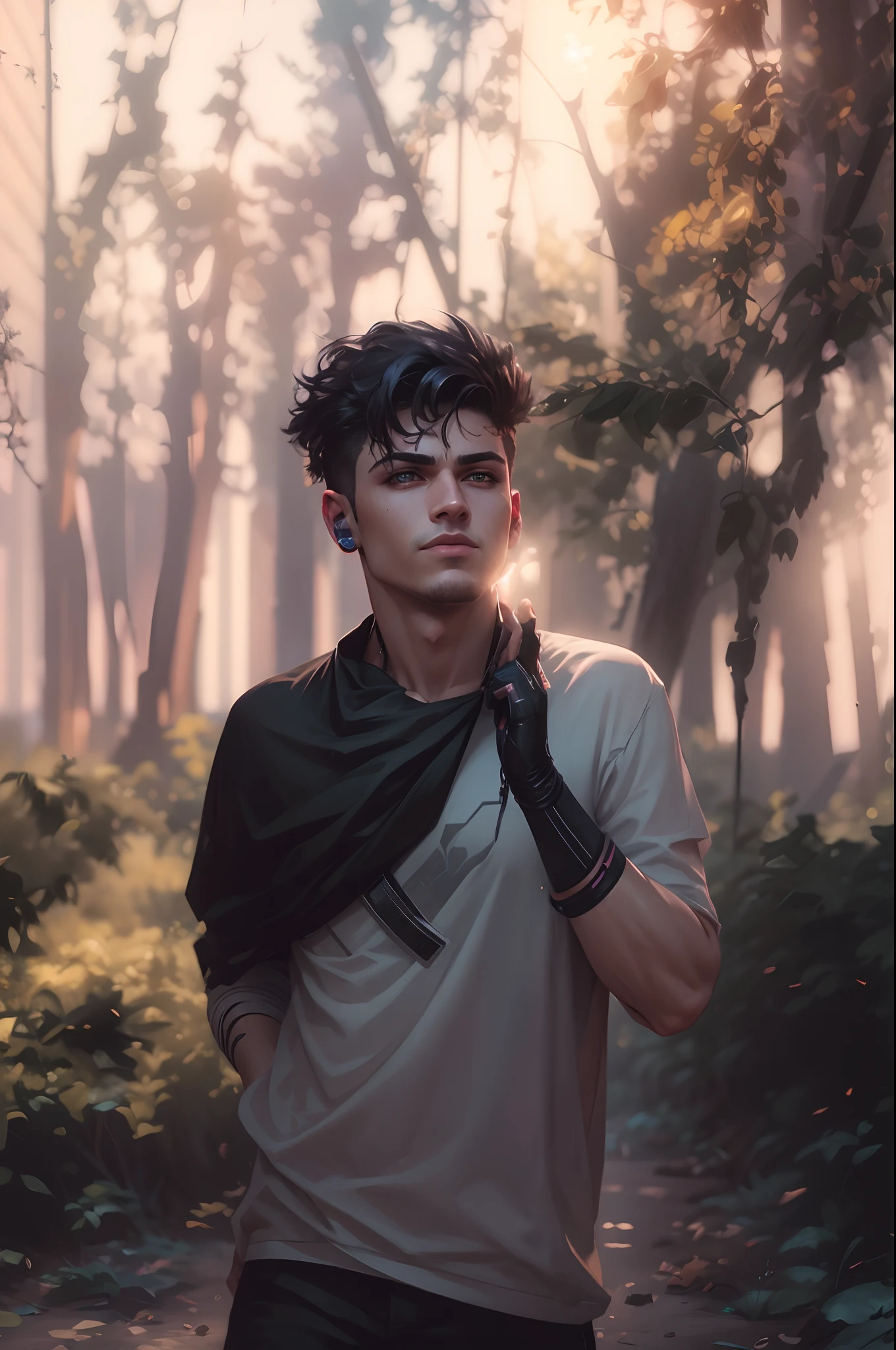 Change background cyberpunk handsome boy, realistic face, 8k, ultra realistic
