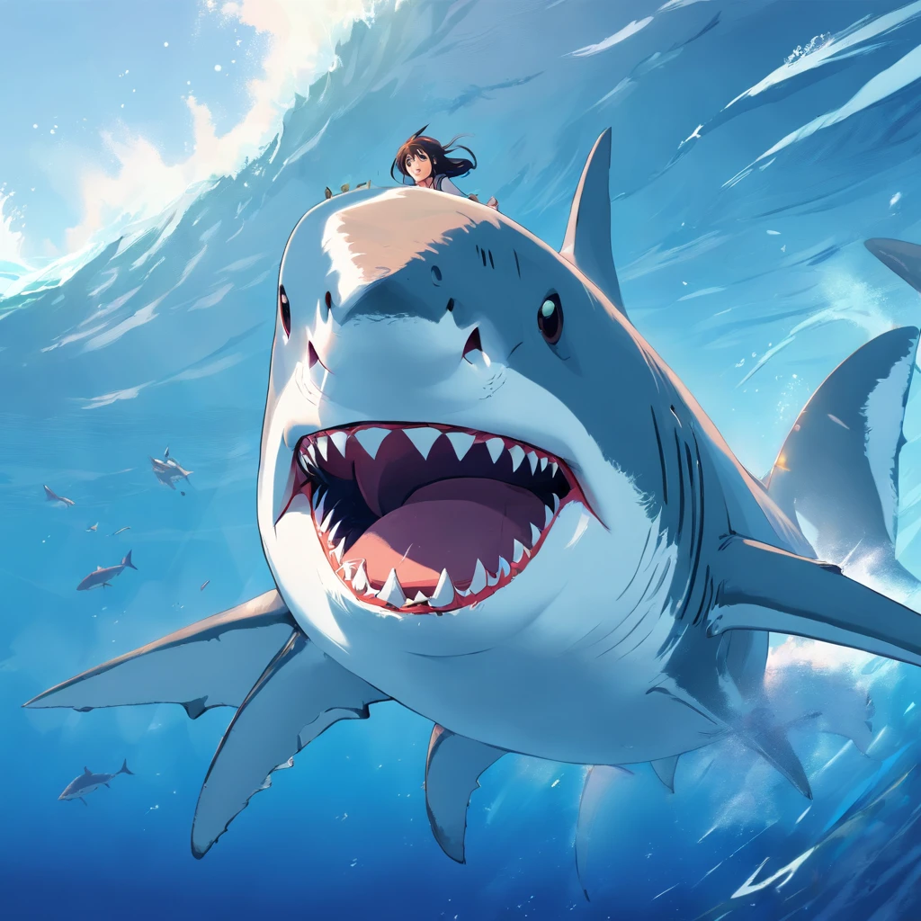 Great white shark，Cartoony