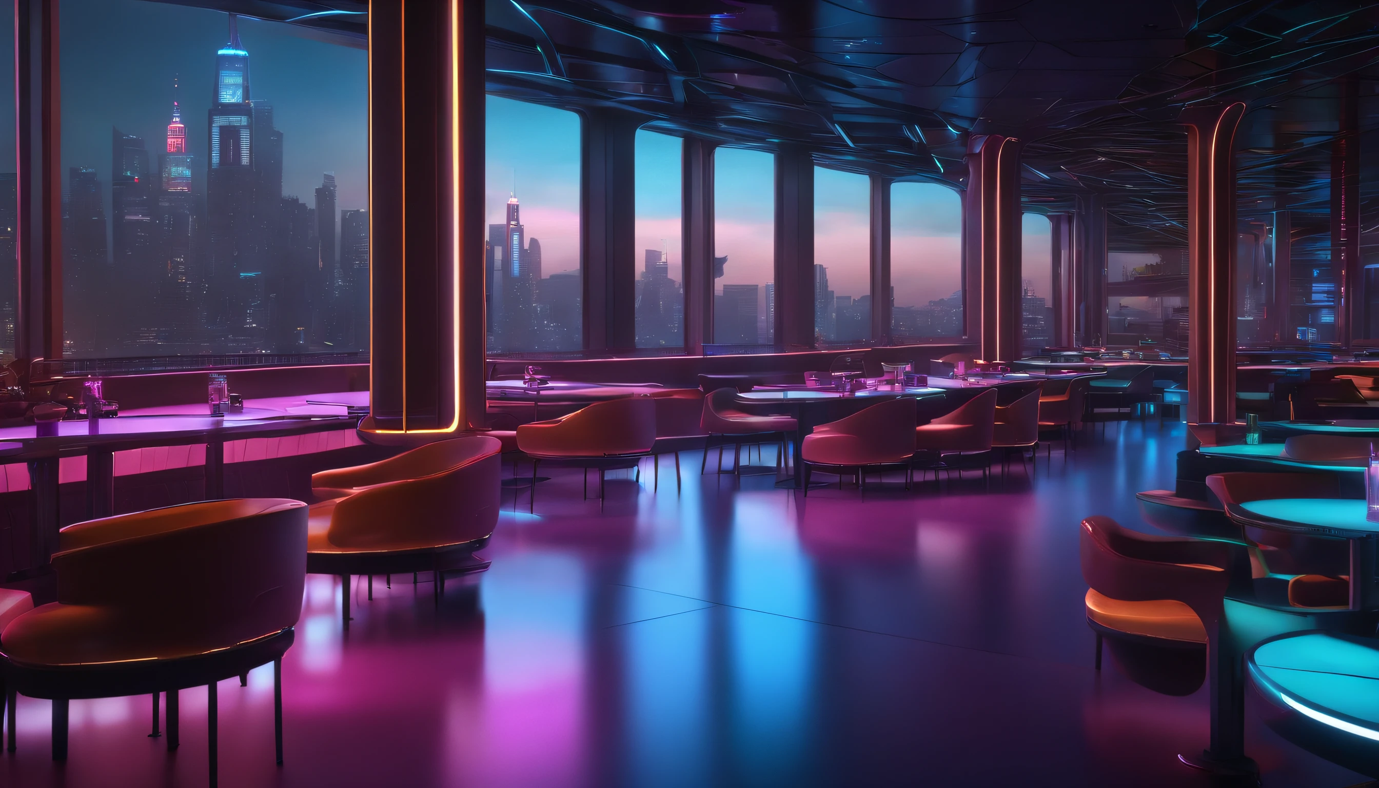 cafeteria, futuristic backdrop, Cyberpunk, 8k