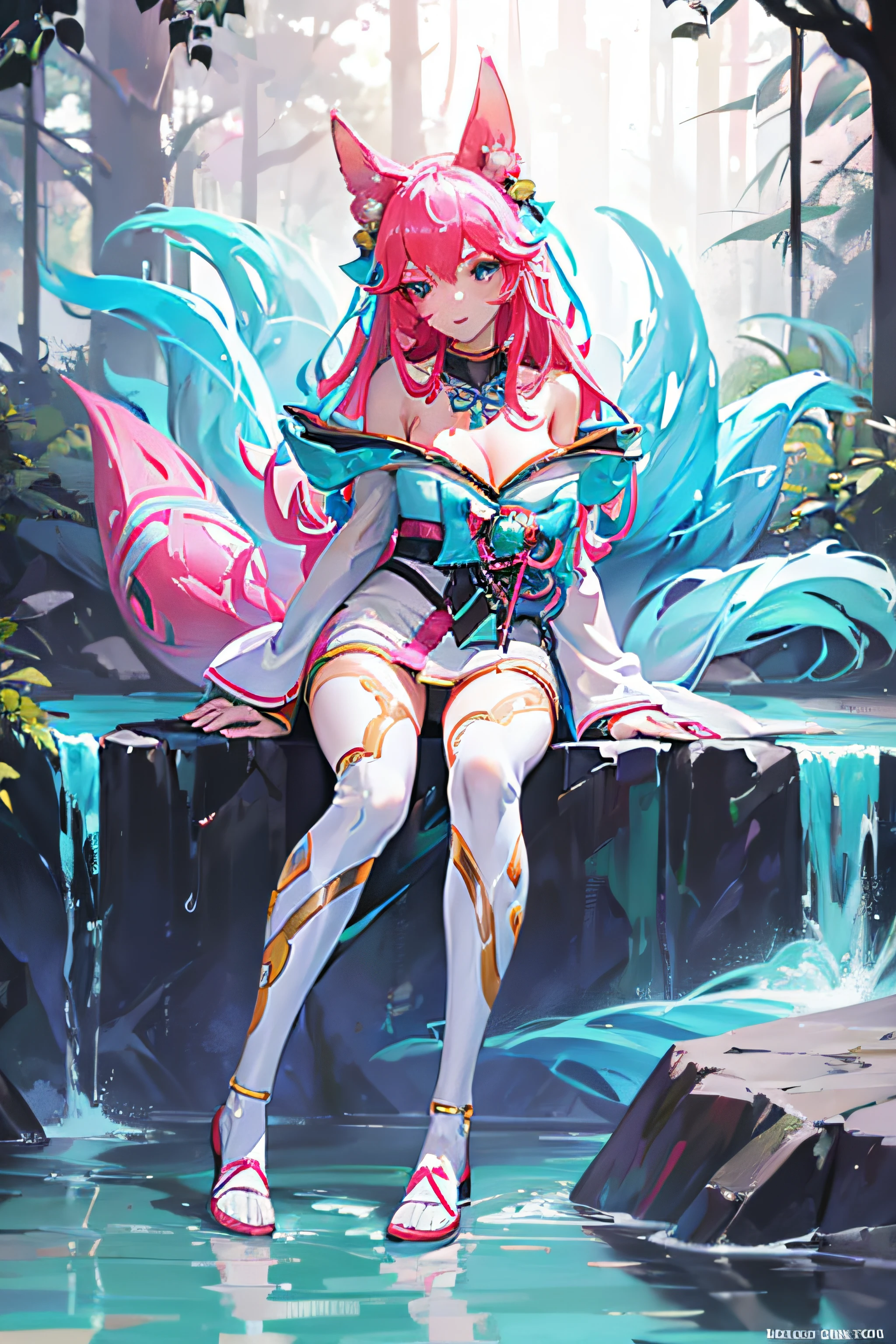 "(1 girl), (highly detailed:1.2), (extremely detailed:1.3) Ahri,1girl, highly detailed background, perfect lighting, full body, sitting down, wet"