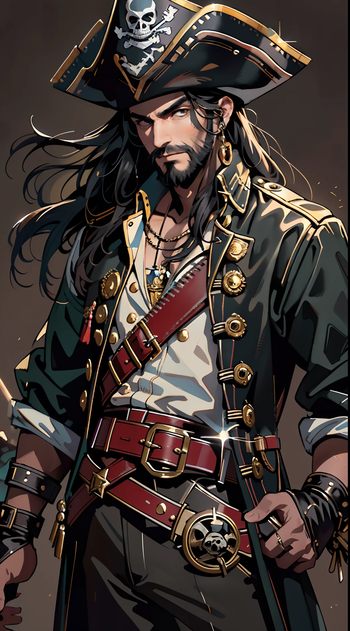 A cartoon pirate with a long beard and a hat - SeaArt AI