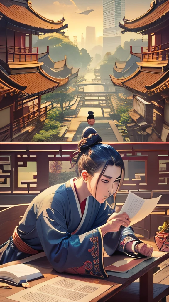 （A young man in a Taoist robe，are standing, The expression is helpless，uncomfortable） （A dilapidated Taoist temple） （Look at a contract on the table） To "forge a firm sense of the Chinese national community."，Building the Chinese Dream Together" as the theme of animation design competition，The anime format is electronic，The theme is clear，Creative and beautiful，Closely focus on the main line of building a strong sense of the Chinese national community，Focus on patriotic education，Guide contemporary youth to firmly establish socialist core values，Establish a correct view of the country、History、Ethnic and cultural views。