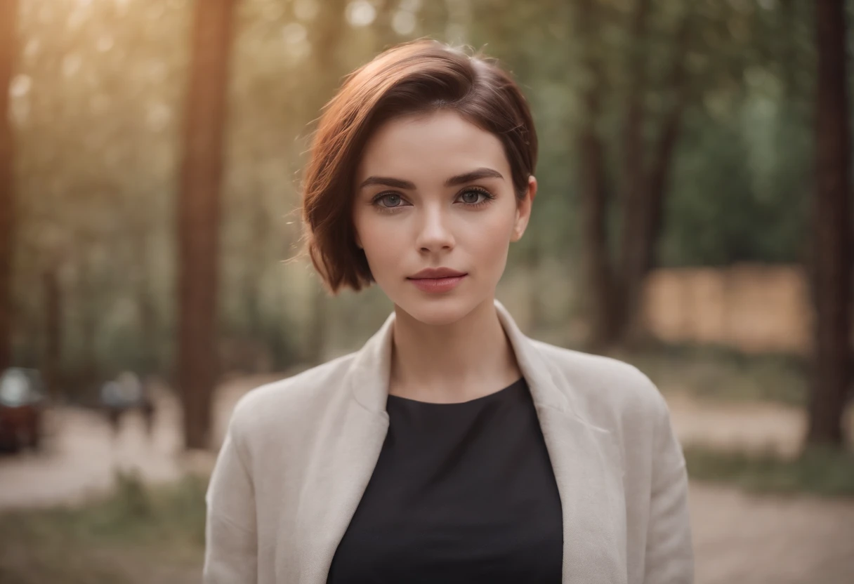 Short haired and handsome girl teaching
