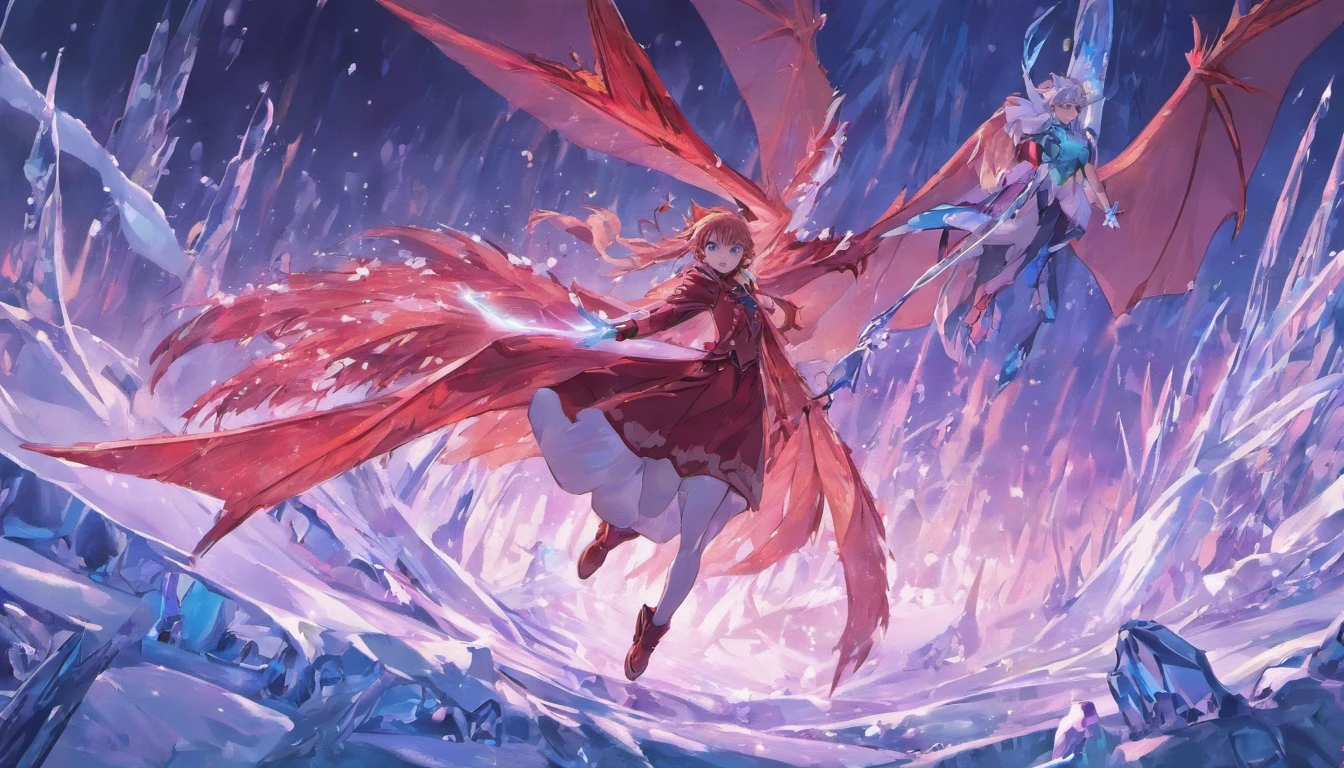 red dragon frozen in ice