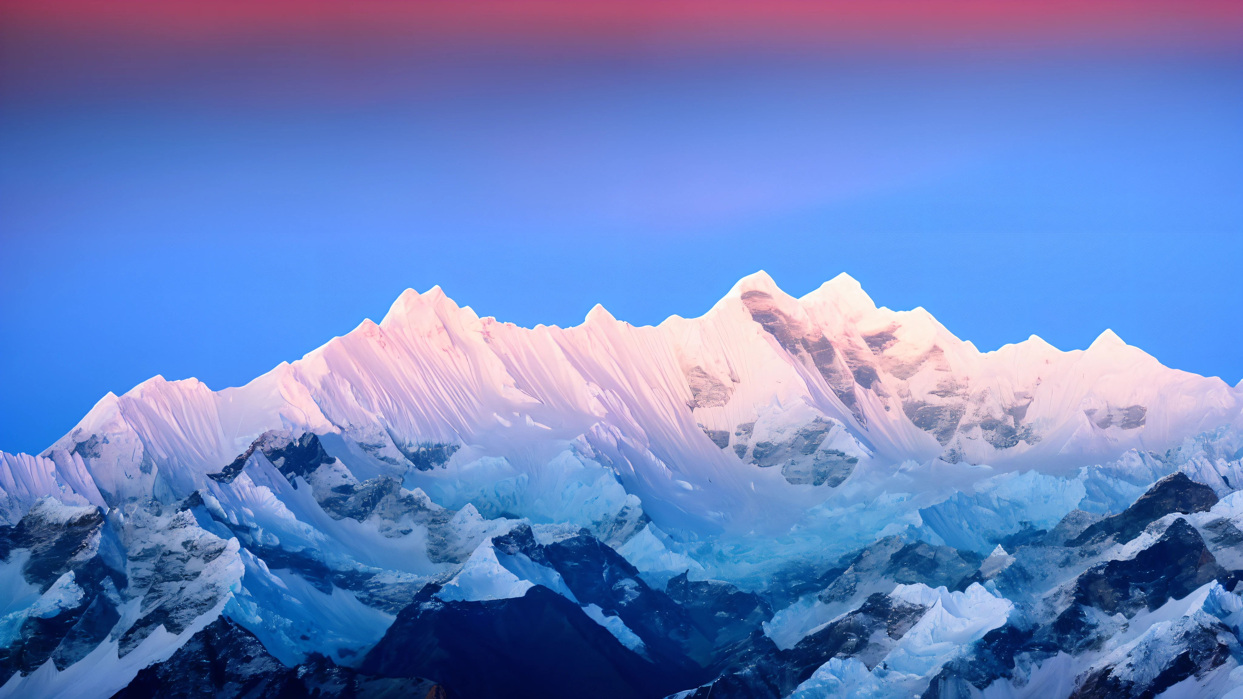 Layer after layer of mountain ranges in the Himalayas in atmospheric late afternoon cinematic light