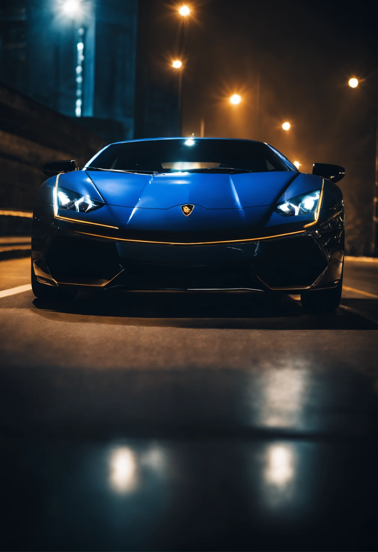 Blue car、sportscar、Without emblem、Like Lamborghini、shine、Futuristic and forward-thinking design