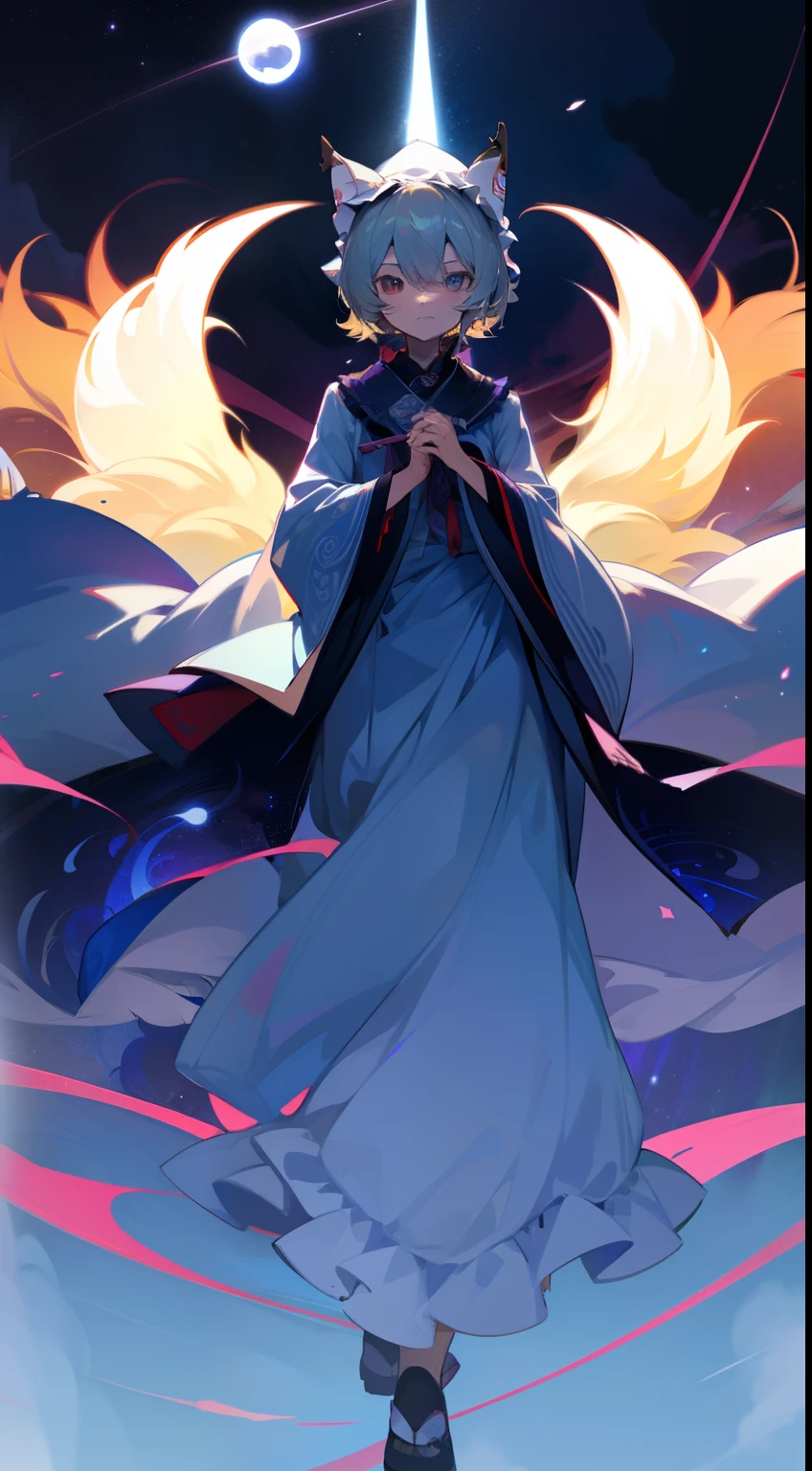 Yakumo Ran Sky hat standing looking into the camera night