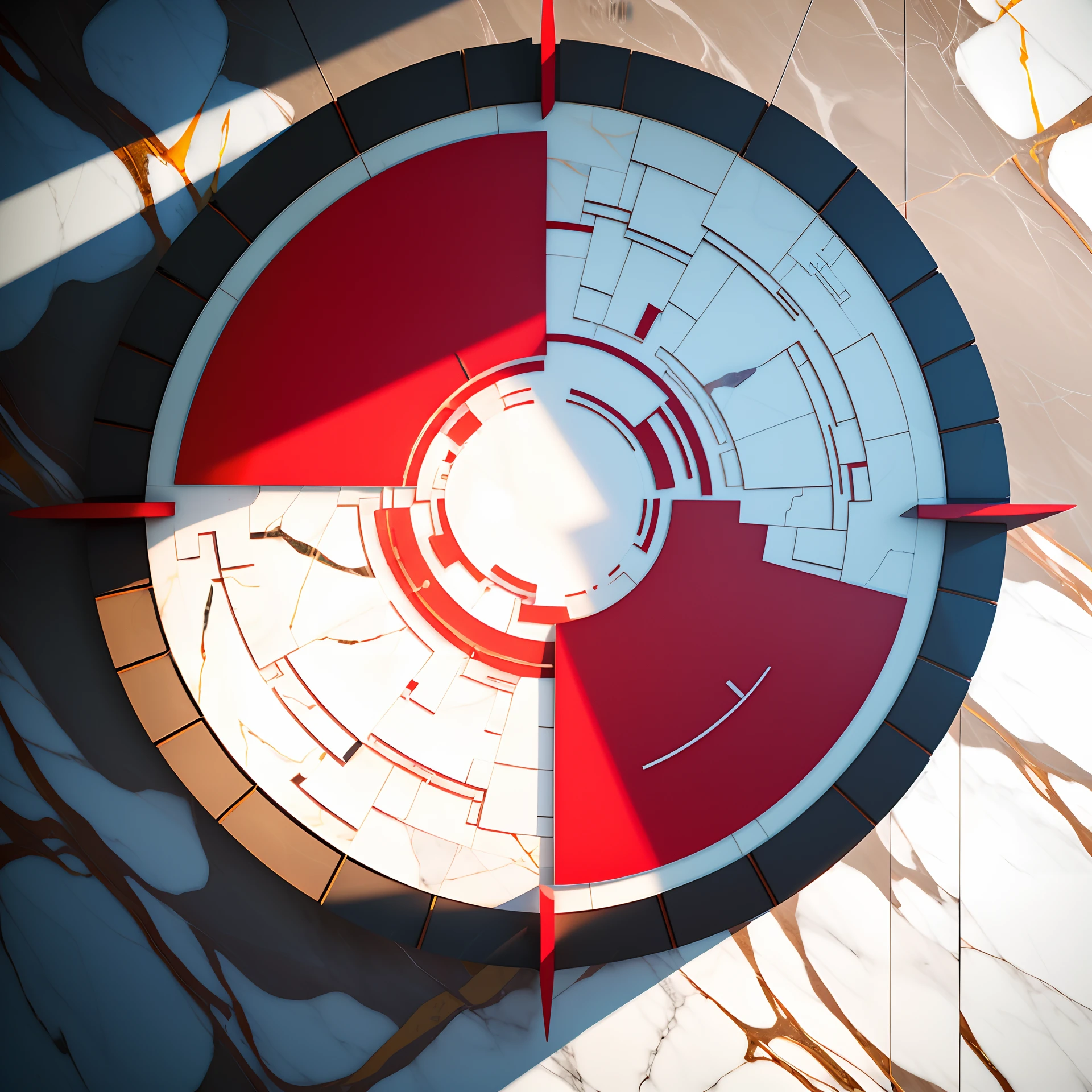 Image of a watch with a red and white center, rendered in cinema 4 d, rendered in cinema4d, rendered in redshift, rendered in cinema 4 d octane, Ray-traced redness, Octane rendering, created in octane render, Redshift rendering, Rendering in UnrealEngine, 3D abstract rendering overlaid