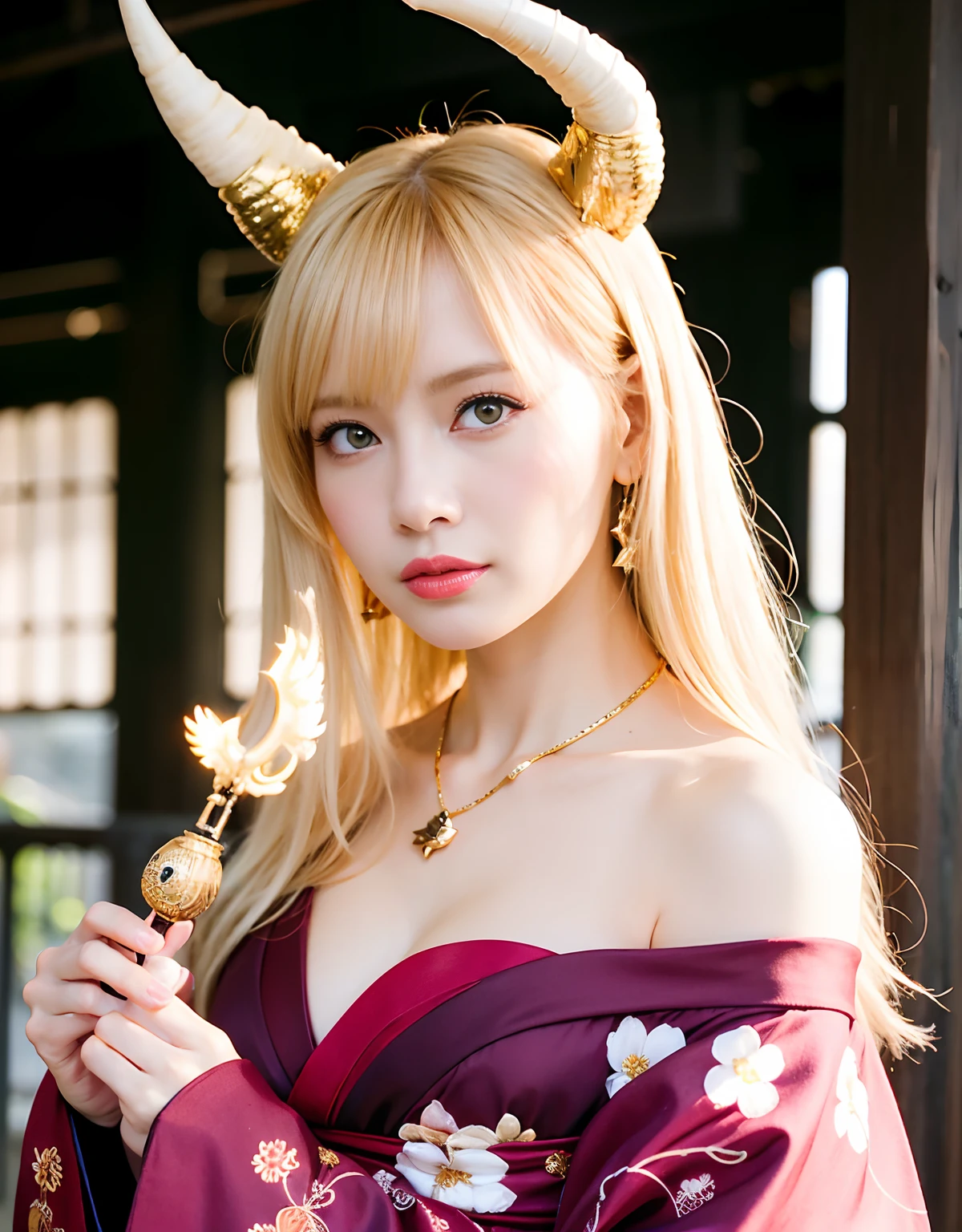 ((White ghost flies)),Professional , ​masterpiece、top-quality、photos realistic , depth of fields 、（Various poses）、(Background of cherry blossoms in full bloom),（Ultimate Beauty）、（A dark-haired）、（Fight ninjas)、Mystical expression、（Beautiful kimono）、（Night background）、（Precipitous cliffs）、（（Devil's Wings Grow））,(Wear a kimono with a horror pattern),Armpit、（Wearing a beautiful kimono with colorful scary patterns）、Jewel Gold Weapon、Particles of light),（Has a devil's mask）、Gorgeous gold weapons ,Skeleton population、（（ Gorgeous Dragon Sword）） , （a dark night）,,（White ghost flies） 、（（Black Haired Beautiful Girl））、（Castle background）、（demonic wings）、（（Gangle's forest background））、Beautiful Caucasian beauty、１a person、dynamic ungle,(((Two devil's horns on the head)))、Smaller head、Idle Smile、Thin and beautiful female hands、Mystical expression、Light Effects、intense fighting、Wind-effect、magic circles、With the legendary magic wand、Dragon's tail、