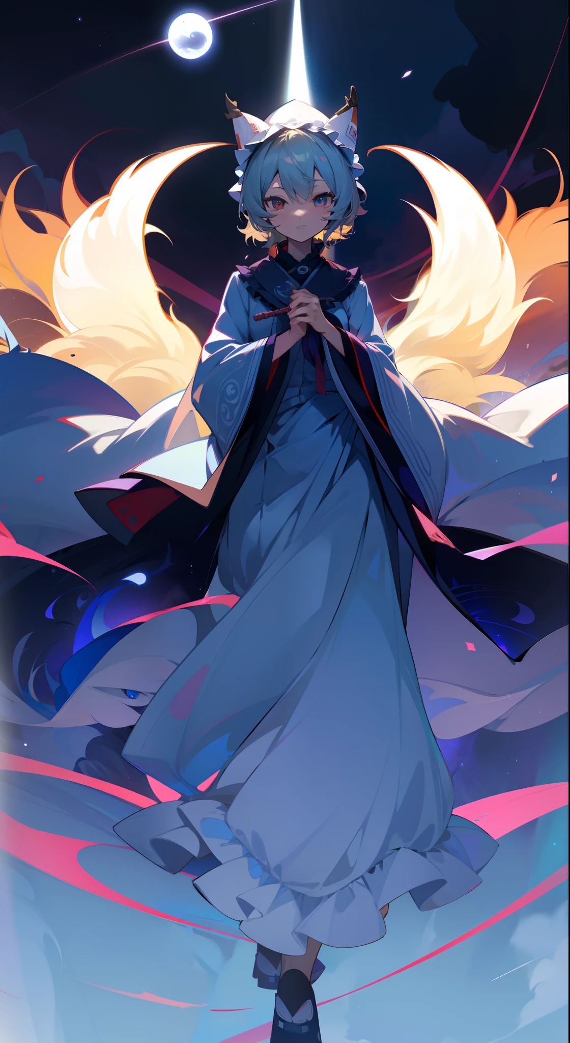 Yakumo Ran Sky hat standing looking into the camera night