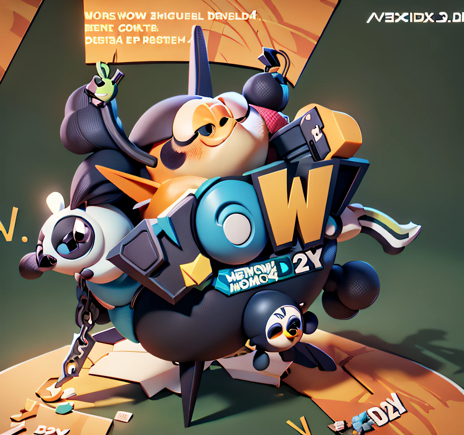 There is a poster,There is a flock of angry birds on it, wow wow detail, from wow, Wow, Wow!, much wow, c 4 d ", very wow, trend on behance 3d art, trend on behance 3 d art, 2D/3D mashup poster design, Cute! C4D, Official artwork, 3 dmax
