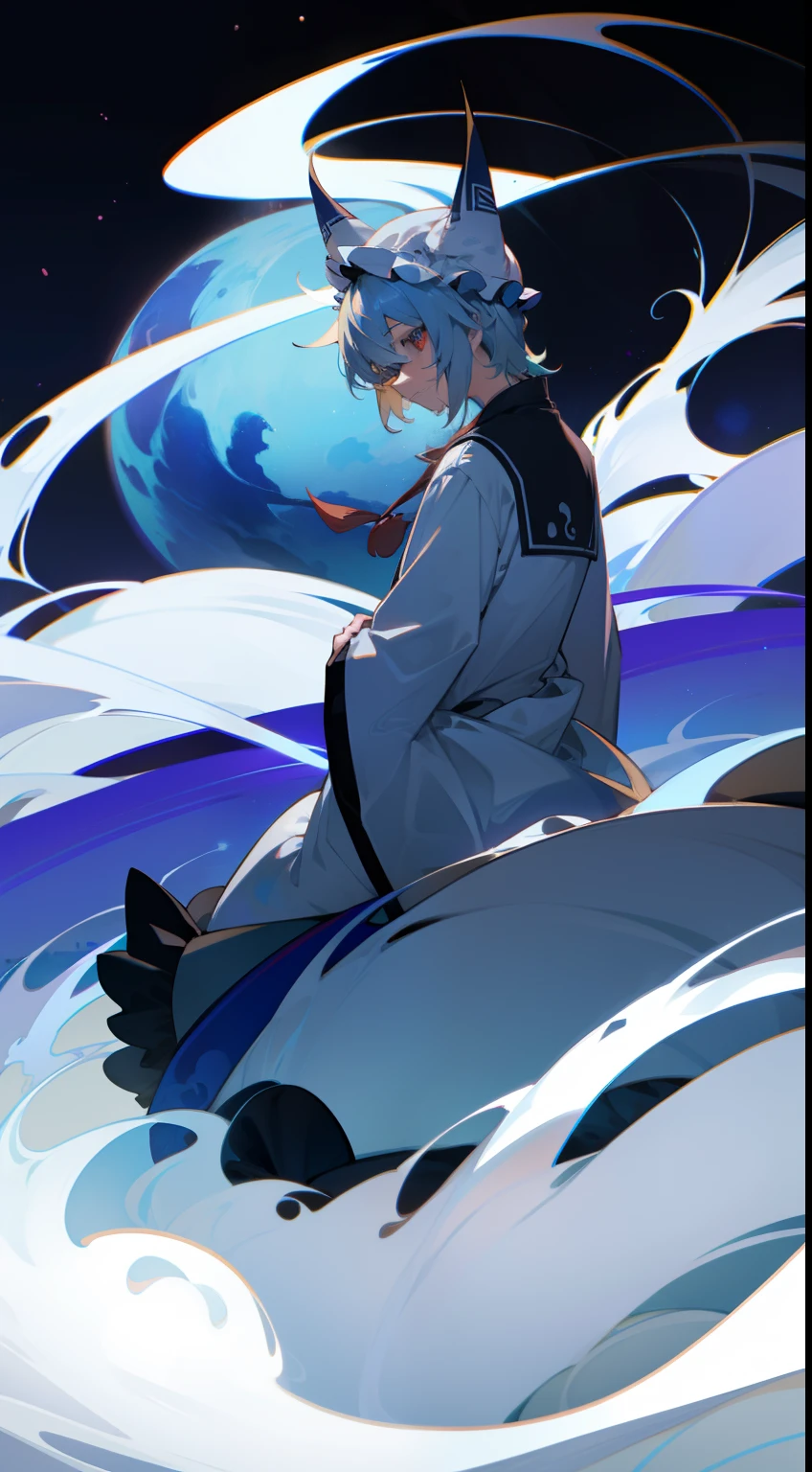 Yakumo Ran Sky hat standing looking into the camera night