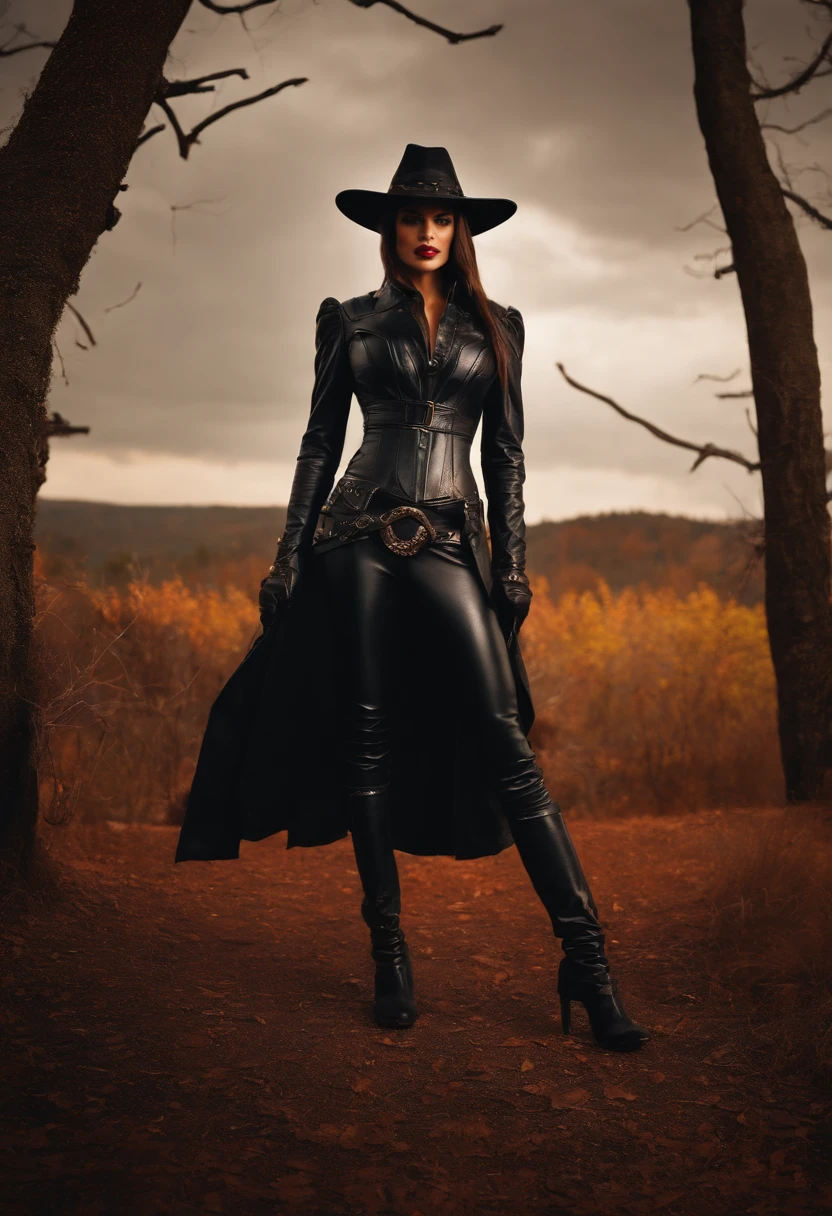 woman body, Dressed Leather Witch Role Playing