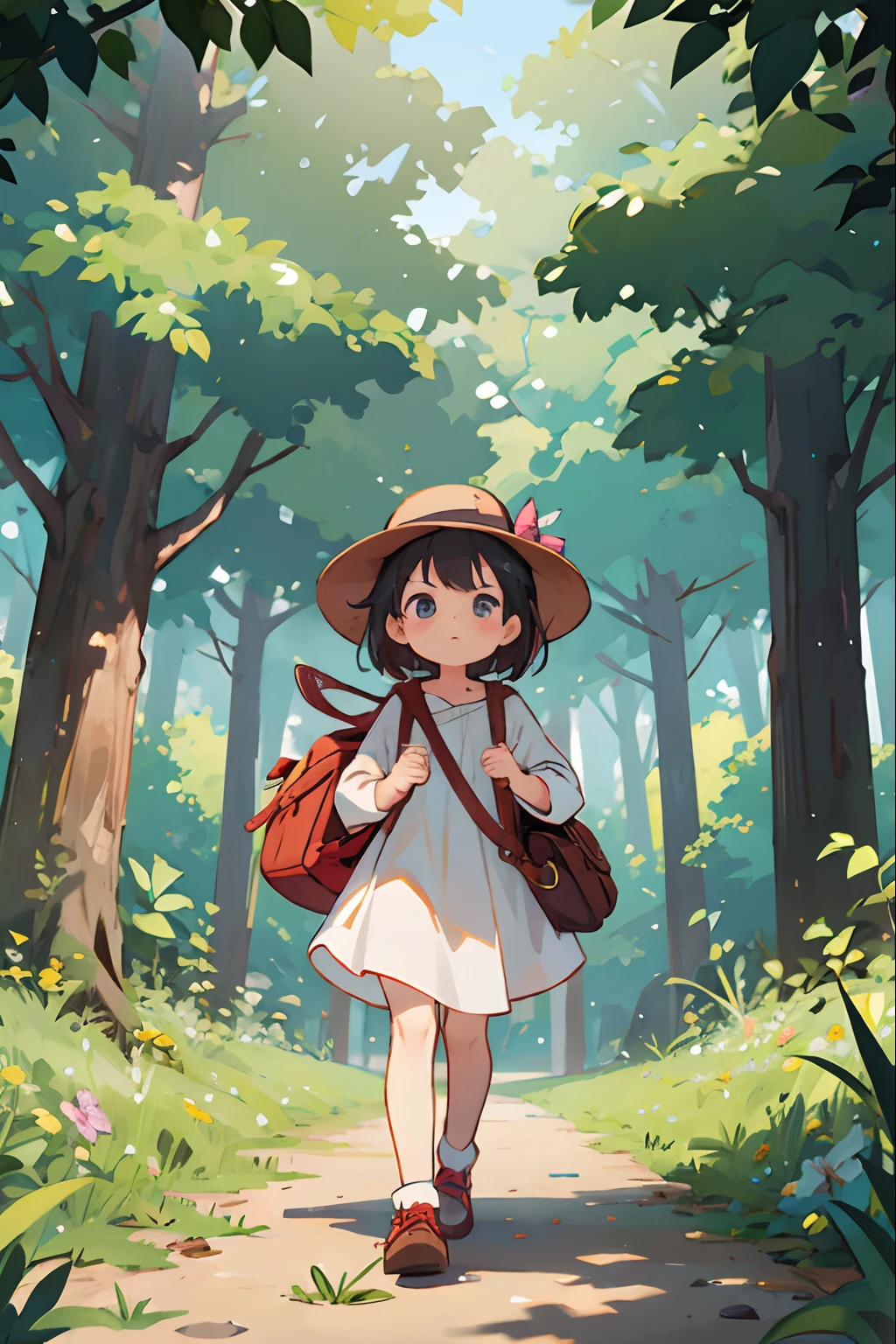 Girl dressed to go on an adventure