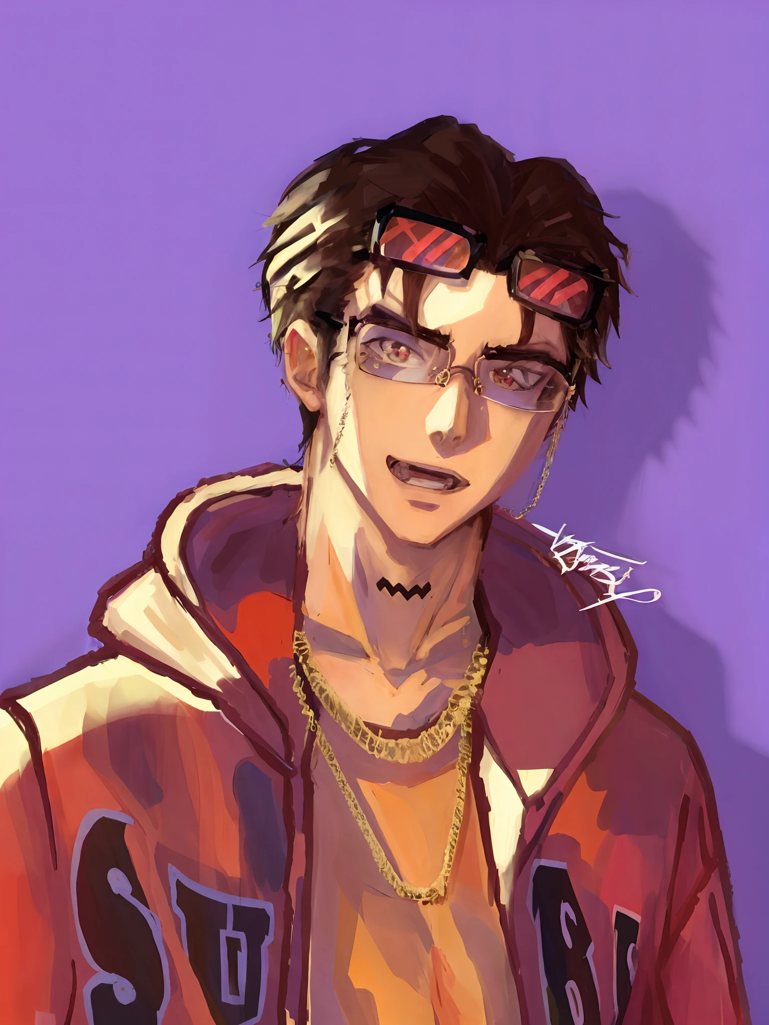 anime guy with glasses and a hoodie on his head, jett from valorant, jojo anime style, akira artstyle, trigger anime artstyle, anime style character, male anime style, high quality fanart, kentaro miura art style, in the art style of 8 0 s anime, 90s anime style, 9 0 s anime style