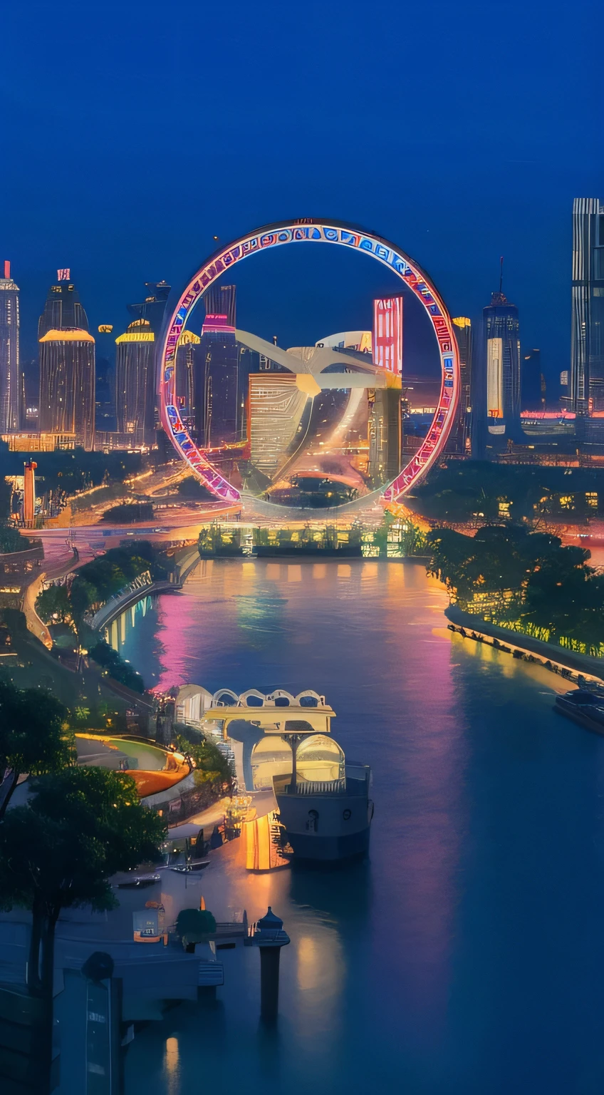 Alafid view of the city Ferris wheel at night, shenzhen, Beautiful city, Beautiful image, baotou china, Beautiful cityscape, Beautiful city of the future, shanghai city, photo from 2022, beautiful high resolution, beijing, shanghai, Wonderful, Chinese New Year in Shanghai, hou china, skyline showing, Ferris wheel, Beautiful
