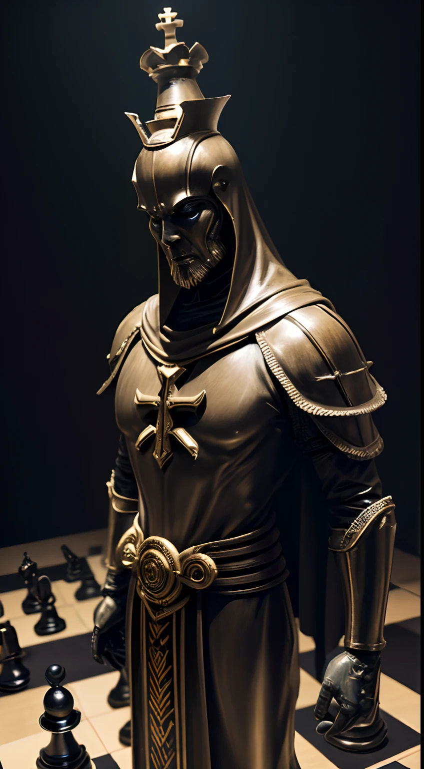 Chess Piece Creature Attack,Part of the Bishop、Full body,Anthropomorphic bishop piece、femele、cruel、Realistic Digital, Humanoid、Convoluted, epicd, Dramatic, masutepiece, high detailing, Best Quality, 超A high resolution、Horror movie lighting、Chess Edition