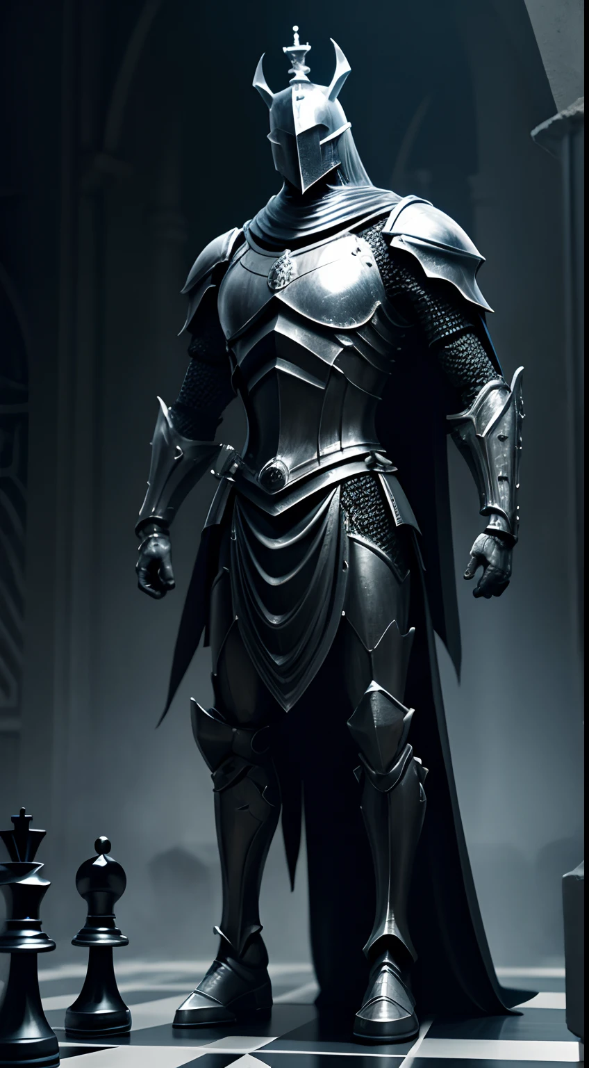 Chess Piece Creature Attack,Part of the Knight、Full body,Anthropomorphic Night Peace、femele、cruel、Realistic Digital, Humanoid、Convoluted, epicd, Dramatic, masutepiece, high detailing, Best Quality, 超A high resolution、Horror movie lighting、Chess Edition