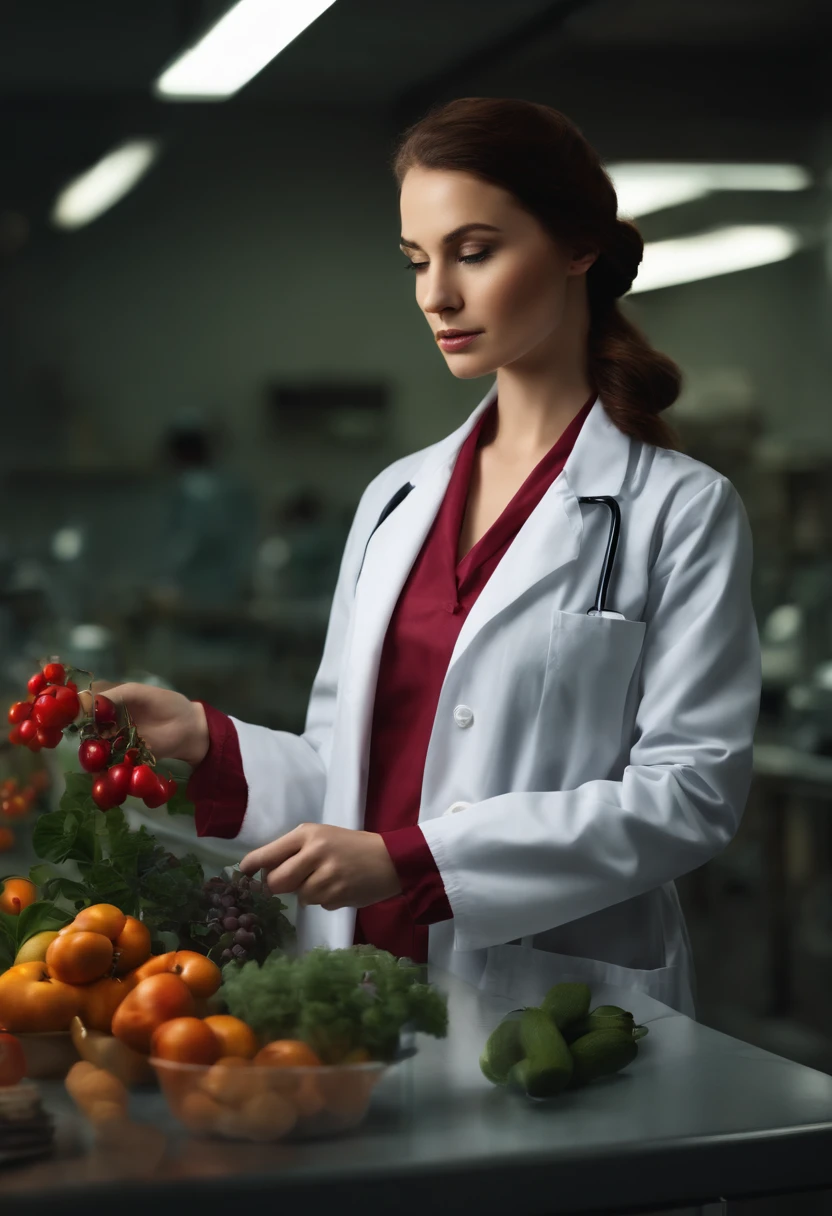 It has horse ears and a tail.、Image of woman in lab coat and tights getting