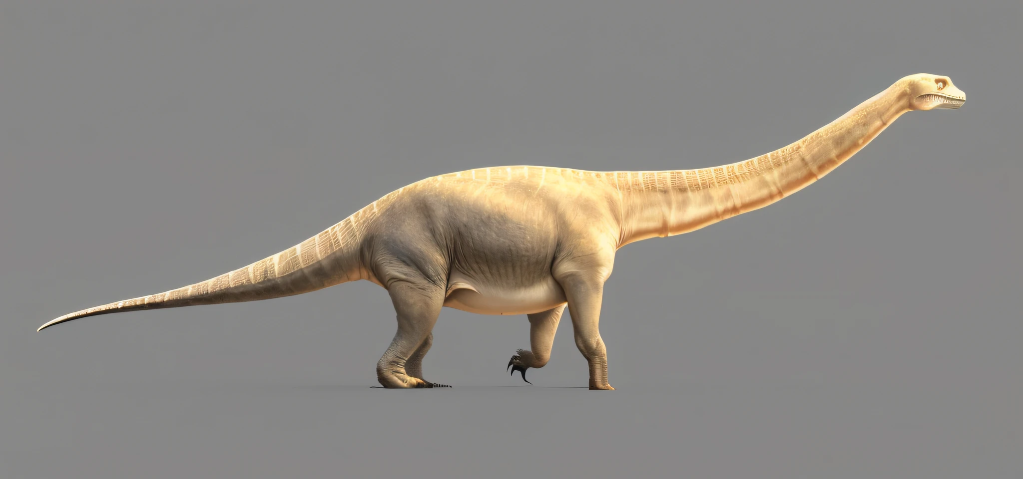 araffe standing on a gray surface with a gray background, alosaurus, brachiosaurus, nachosaurus, plesiosaur, realistic paleoart, sauroform hybrid, carnivore dinosaur, depicted as a 3 d render, paleoart, dinosaur, spinosaurus, realistic photography paleoart, megafauna, rendered in blender