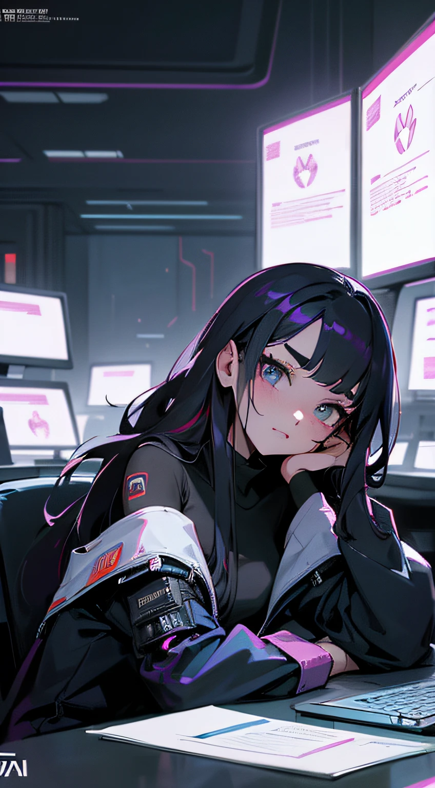 Girls who are reading and studying, female students, there is a computer in the room, sweet-looking, willow eyebrows, big eyes, girls with delicate facial features, girls sitting at the computer desk live broadcast, detail portrayal, infinite details, Tyndall effect, ultra definition, cyberpunk style, character tracing, ray tracing, modern women, high value, beauty, intellectual beauty, (cyberpunk style), (cosmopolitan beauty), (sexy), (seductive) hacker (off-the-shoulder)