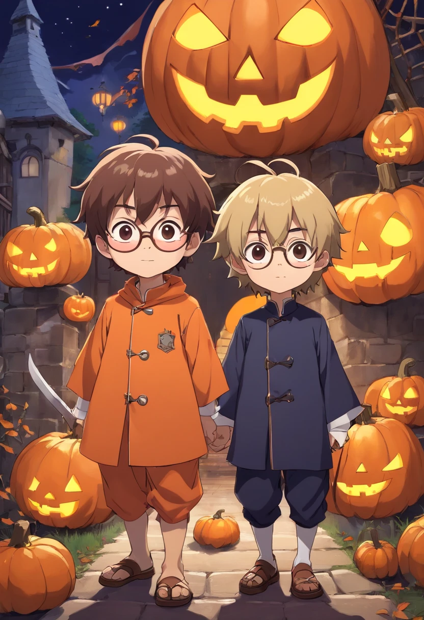 Costume Chibi Halloween Boy Two Heads