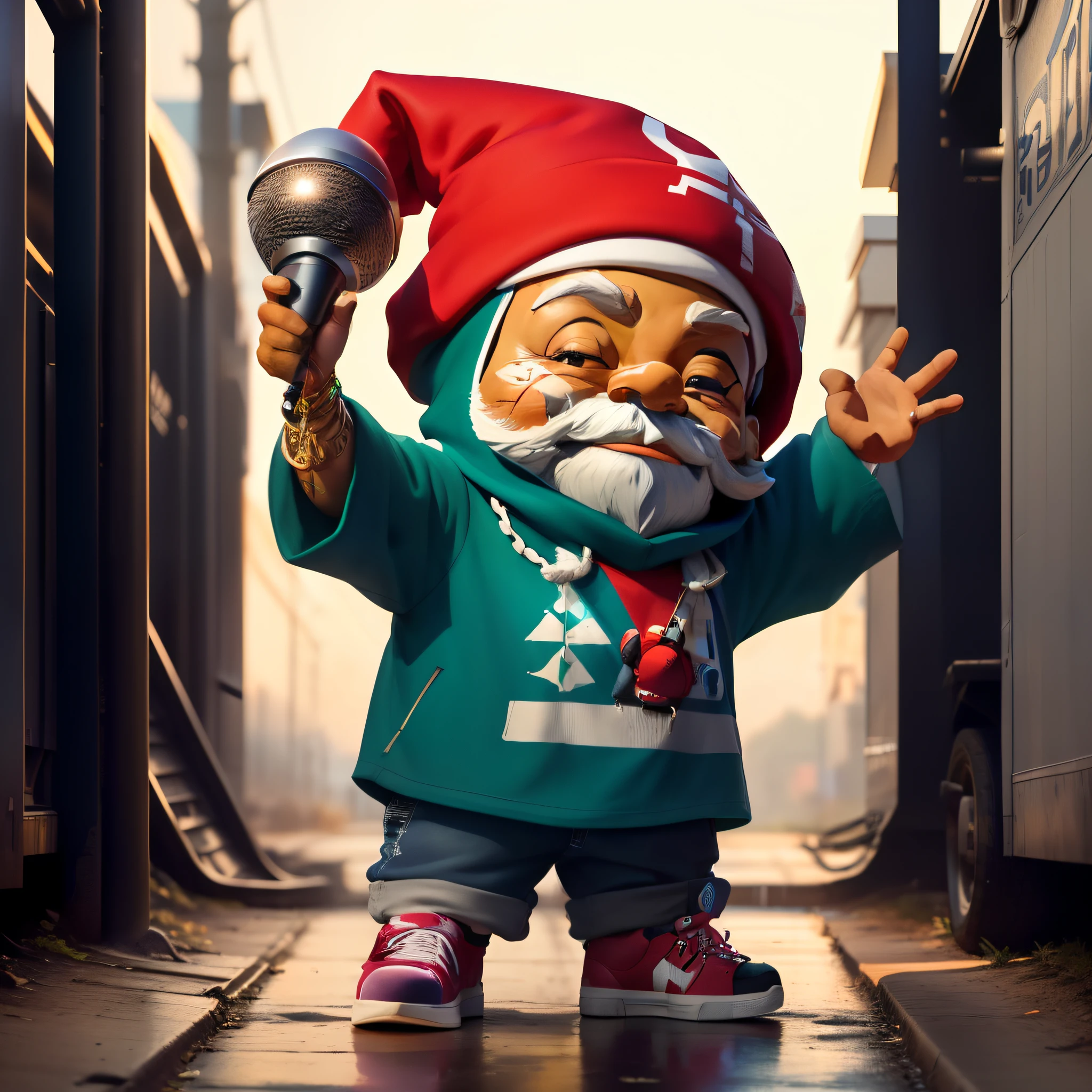 "Crie uma imagem de um gnomo que personifique a cultura hip-hop. Este gnomo deve vestir roupas estilosas e modernas, as caps, Branded sneakers and urban clothing. Ele deve ter atitude, Confidence and a charismatic look, refletindo os valores do hip-hop, como autoexpressão, criatividade e autenticidade.

Give the gnome a pose that connects him to hip-hop music, seja segurando um microfone, dancing or otherwise involved with musical culture. Make sure the image is eye-catching and memorable, Creating an Instant Connection with Your Podcast Listeners.

The gnome is made to embody the vibrant and energetic essence of hip-hop culture, Becoming a striking and iconic character for your podcast. Crie um gnomo.
