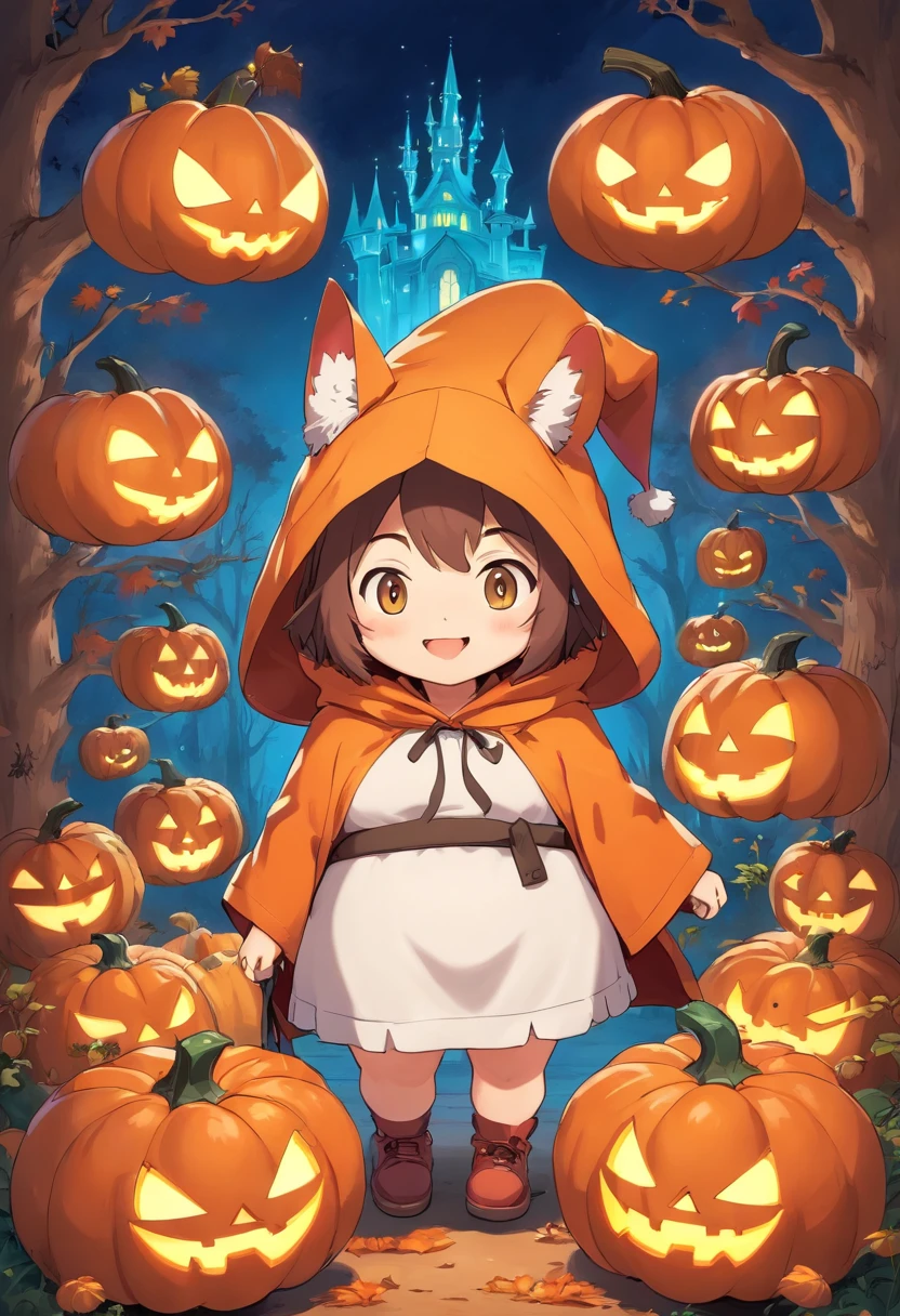 Chibi Halloween chubby smile with hood