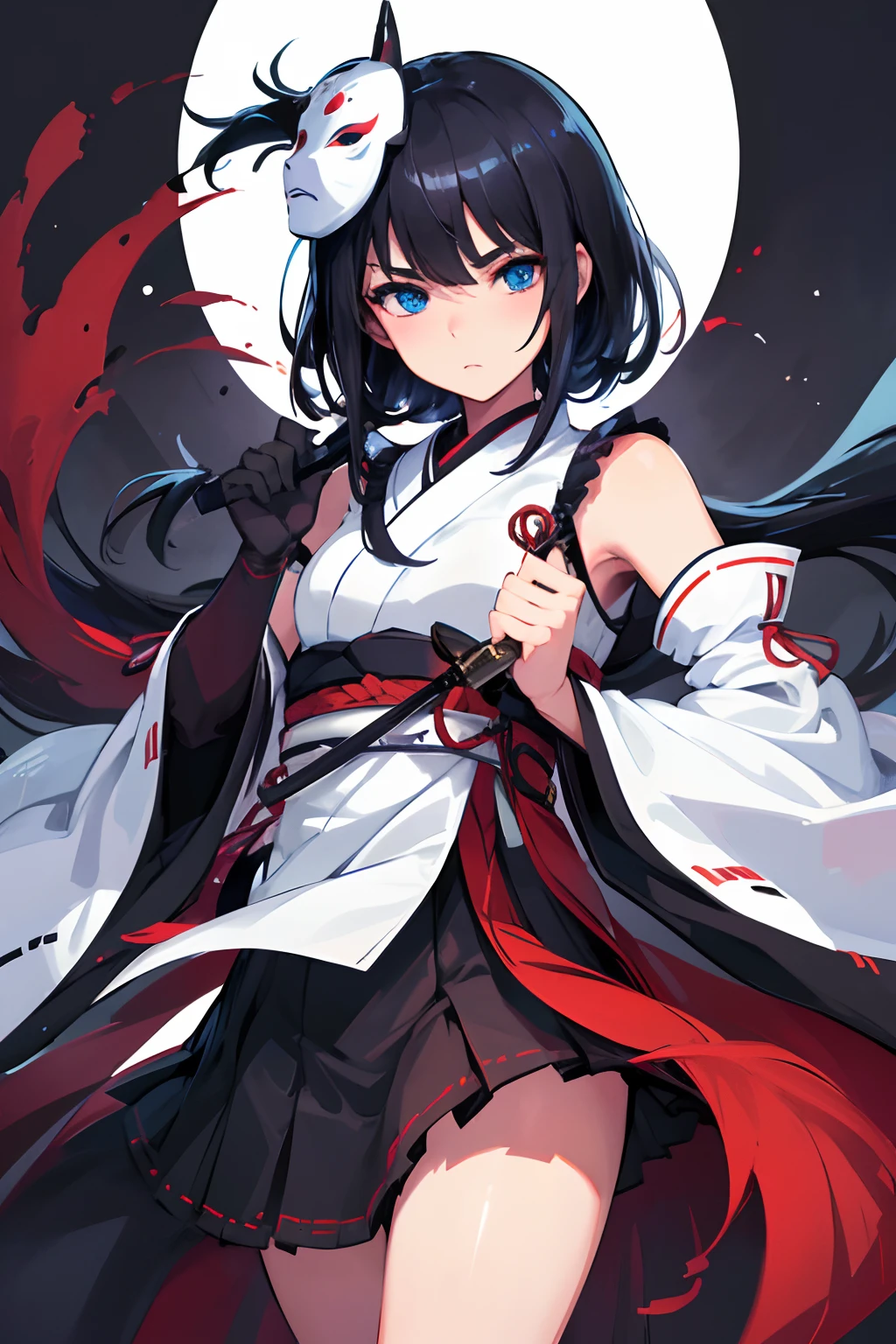 A woman in a white and black dress holding a sword - SeaArt AI
