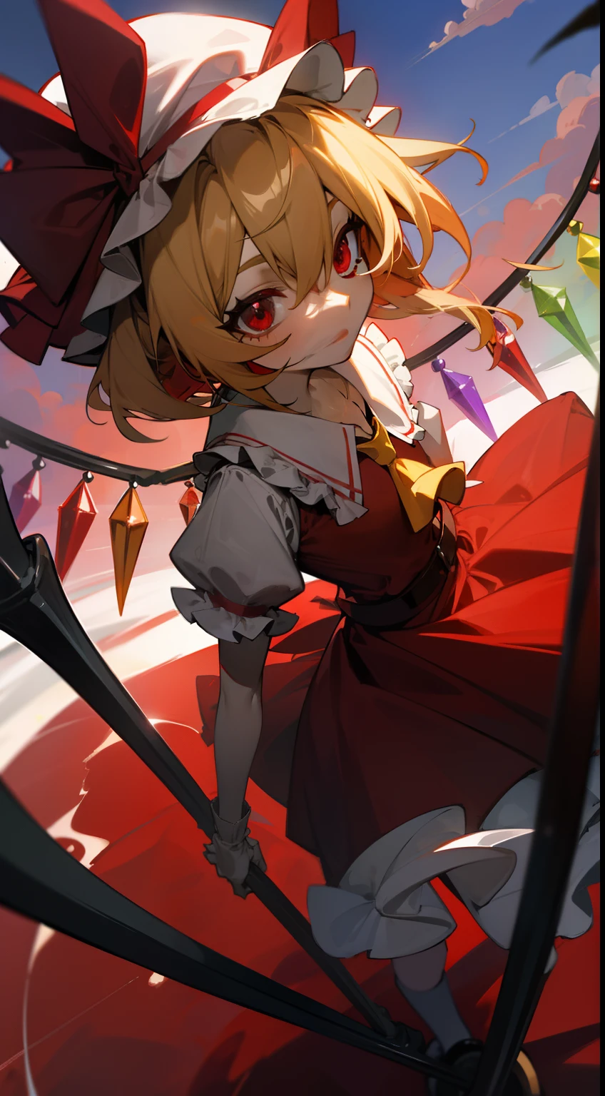 Flandre Scarlet Sky Hat stands looking into the camera