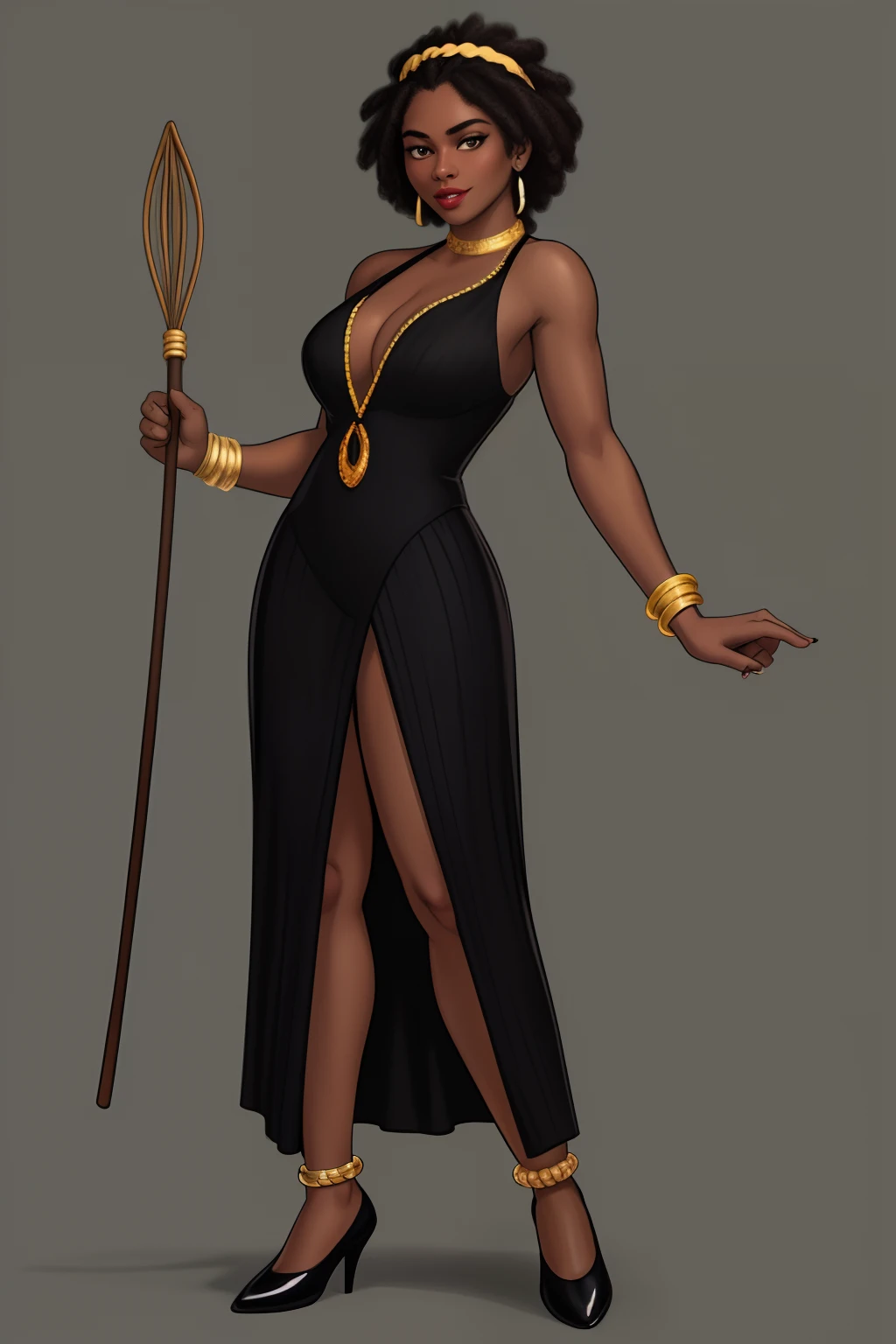 Mulher de uma mulher negra, mulata, Morena, imagem de ,corpo inteiro, cabelo afro caindo para a frente, Rasta type but braided, Araffe in a flappper suit holding a wand and wearing a headband, melindrosa, Anos 20, fantasia, Traje de alta qualidade, rugindo vinte anos, 1920s vibes, 1 9 2 0 s estilo pano, Era do Jazz, saia preta curta, 1 9 2 0 s estilo, Estilo dos anos 1920