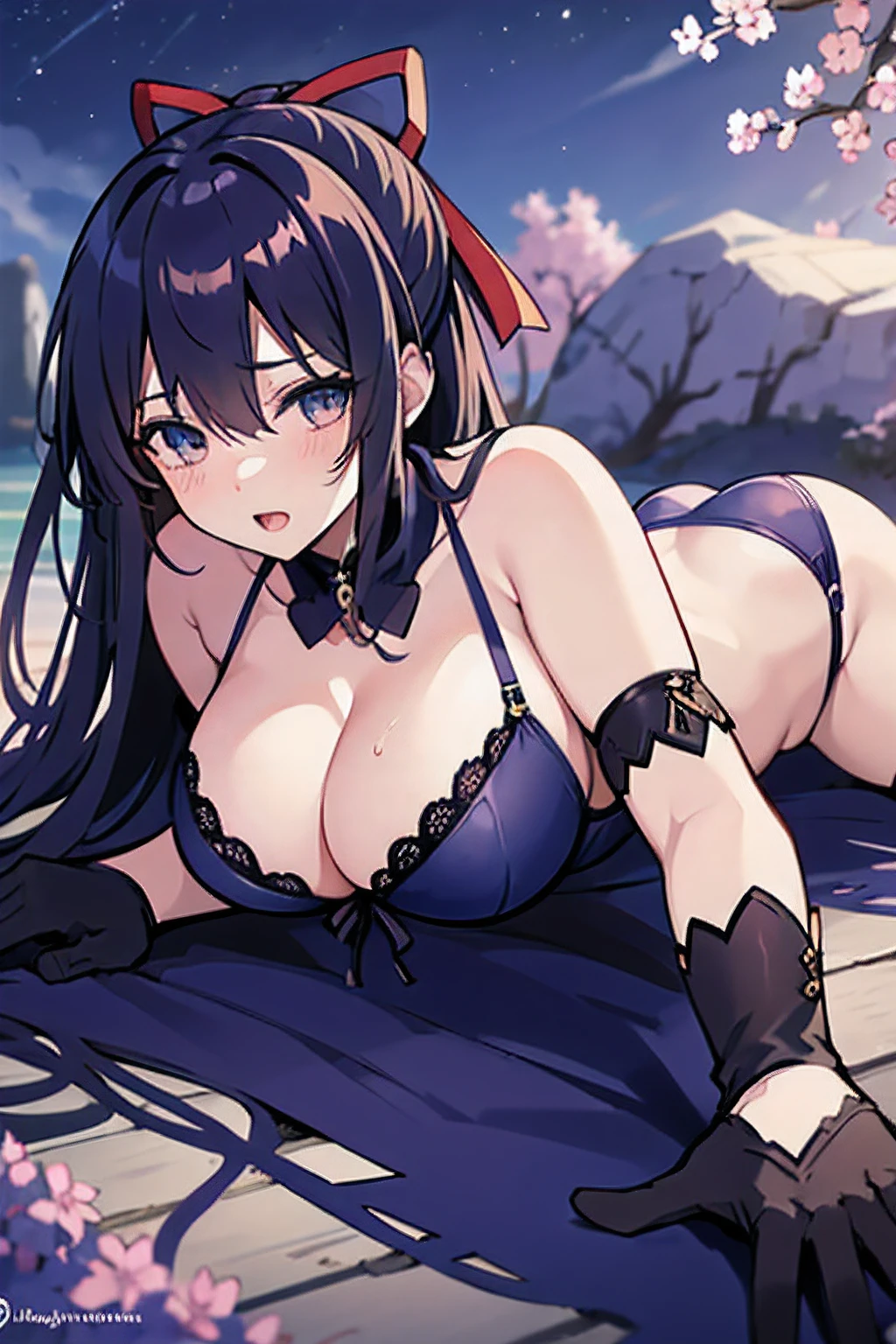 Night Saber God Juka,Girl with big breasts,It has a beautiful and somewhat fleshy body,It's about putting on sexy poses,Wear sexy lace lingerie, Lie on the ground and rest