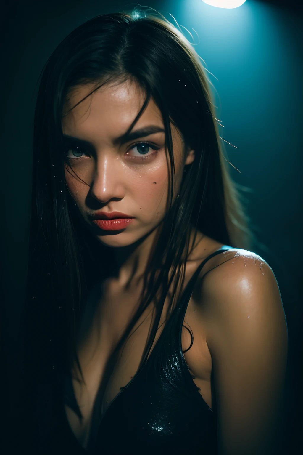 Best quality, masterpiece, ultra high res, (photorealistic:1.4), raw photo, 1girl,
wet hair, wet body, water drop on the skin, directed by shane mcmellen, in the style of neon-lit pop art, photo taken with ektachrome, distorted portraiture, surreal sculpture, gothic dark and moody tones, softbox lighting, instax film
crying