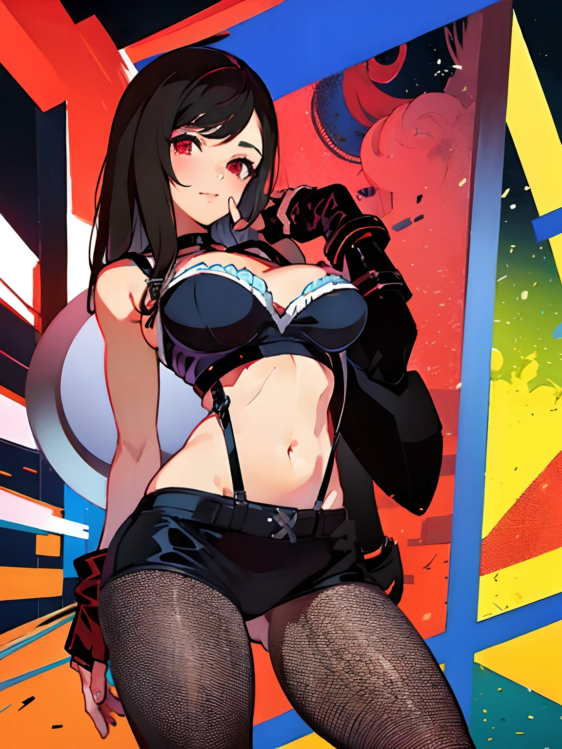 Tifa lockhart sosteniendo sus enormes pechos en sus 2 manos