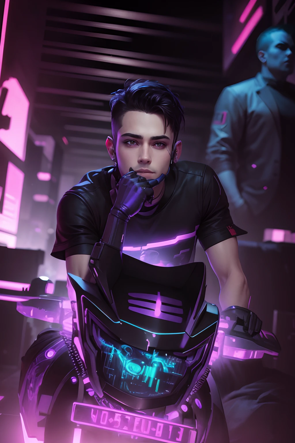 Change background cyberpunk handsome boy