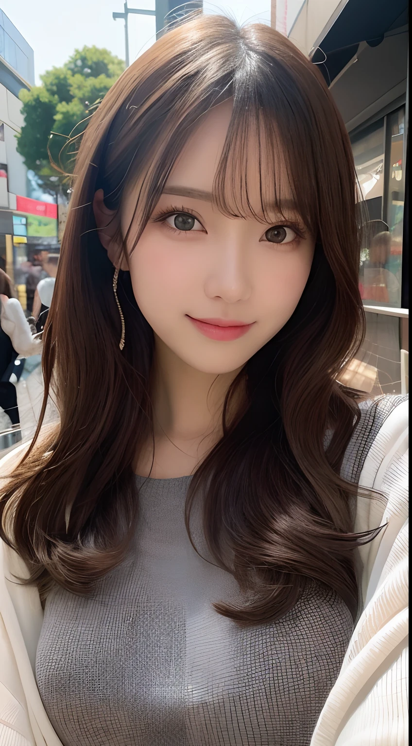 Tabletop, Highest quality, shape, Very detailed, finely, High resolution, 8k wallpaper, 完璧なダイナミックな構shape, Beautiful and exquisite, Nice spring clothes,Beautiful straight hair,Small breasts,Natural color lip, 20-year-old girl、cute、Always blur the background,Perfect and beautiful face,Beautiful and dense face、Slim face and figure,Big eyes、Putting on gal makeup,Actual Photos(Best image quality)、Sexy Face、Fashion model posing、Full Body Shot、smile、Change pose randomly、Randomly change the shooting angle and position、Summer Fashion、Look up at the sky