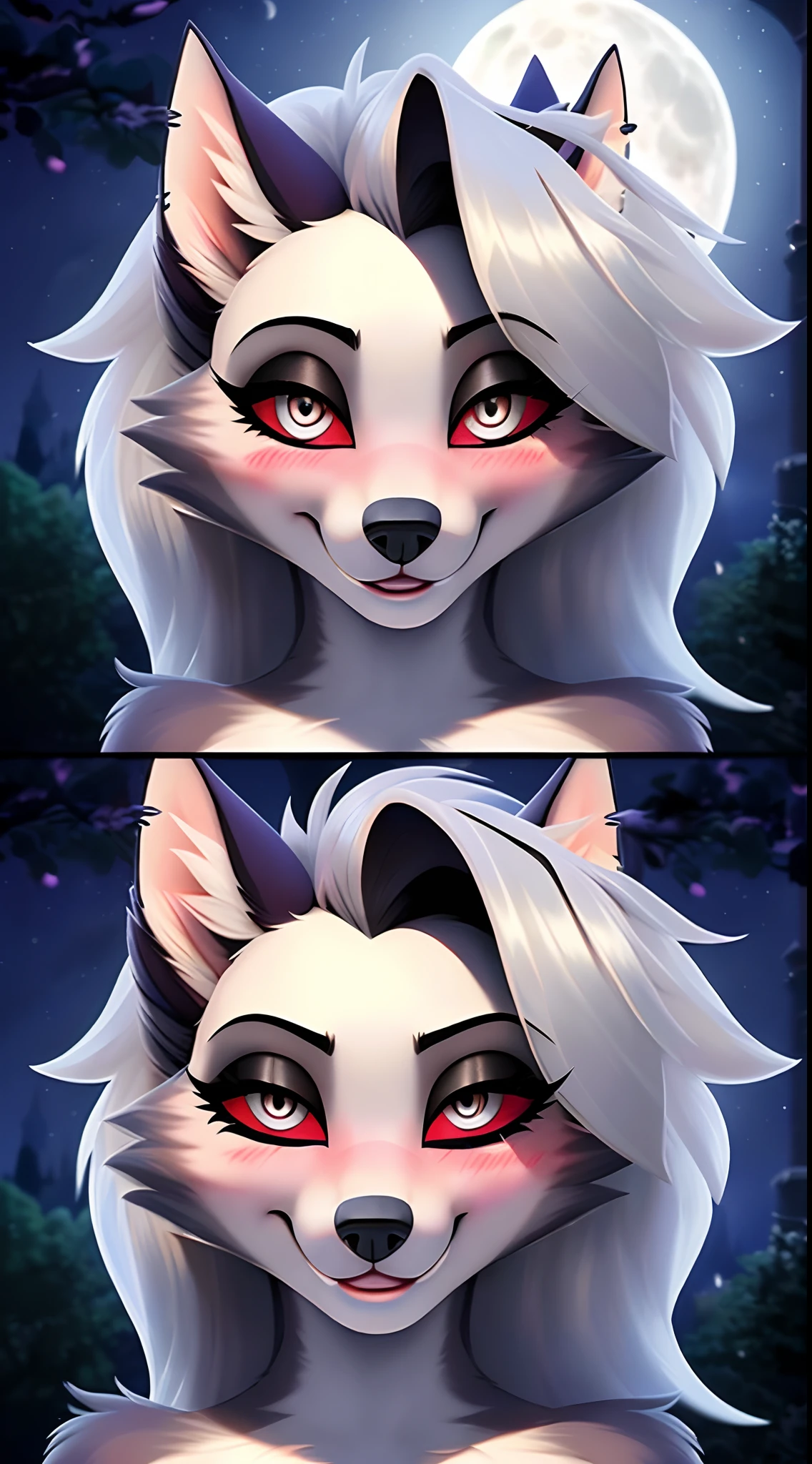 (loona), (hellhound), (red sclera, slit pupils), detailed eyes, exposed vagina