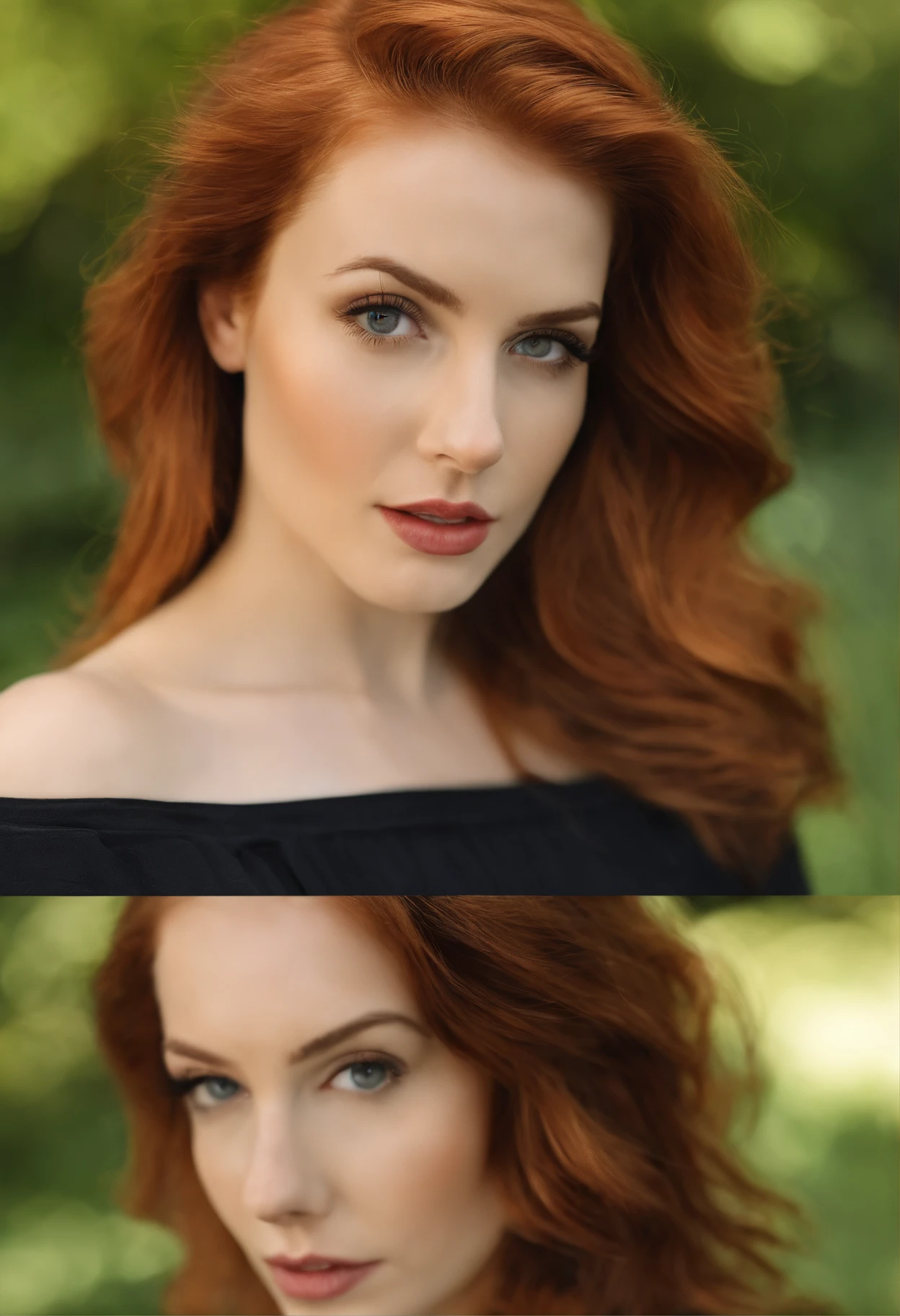 professionnel, (Photo 4K:1.1) (mise au point nette:1.3), High detail, Porter (Chemise moulante:1.2), beautifull detailed face, An attractive woman with long red hair looks at the camera, resembling actress Katherine McNamara, Panasonic Lumix S Pro 50mm F/1.4, , photo realist, (attractive young woman:1.3), (Seductive:1.1), (rougissant:1.1), Forme du corps du sablier, Gros seins ronds, ass underlined, Accentuated ass, Rear shot, Porter une mini-jupe, corps entier, longues jambes