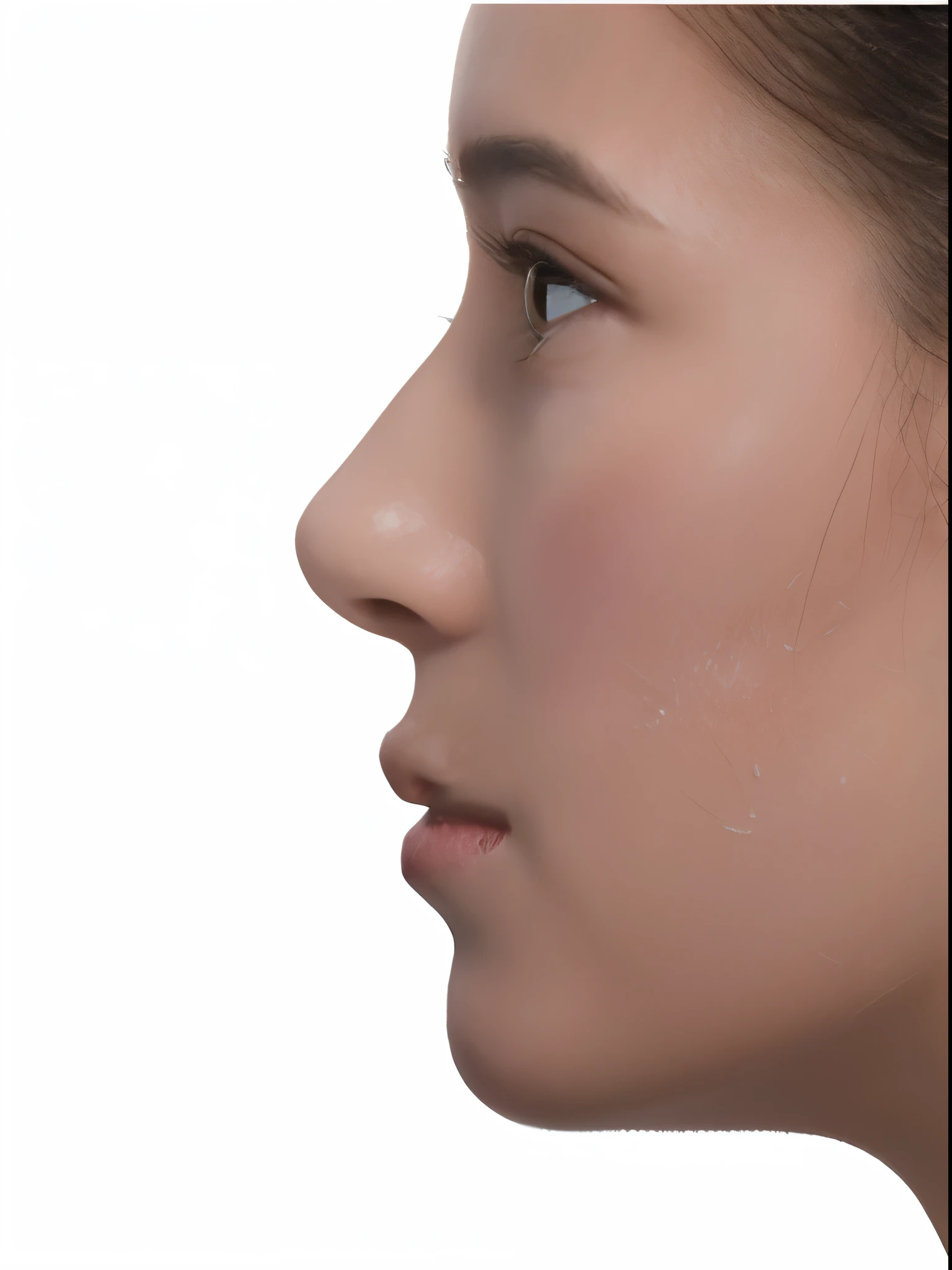 Featuring confident and radiant women, Generate AI art inspired by Korean cosmetics ads. Shown to chest level, Show off her flawless skin, Lively makeup, Focus on stylish hairstyles, Capture the essence of Korean beauty. Isolated from natural white background, Reflect beauty and fashion trends, Alfid Asian woman, Skincare brand photos, Milky white skin, Shiny skin，softness, Clean face and body skin, Radiant skin, Fan art, Yora, Foaming skin, beauty campaign, Official Product Pictures, Portrait shooting, yangjun chen, Beautiful face in white tones, Ethereal complexion,Side,Sideways, Side face（Side face close-up:1.8）
