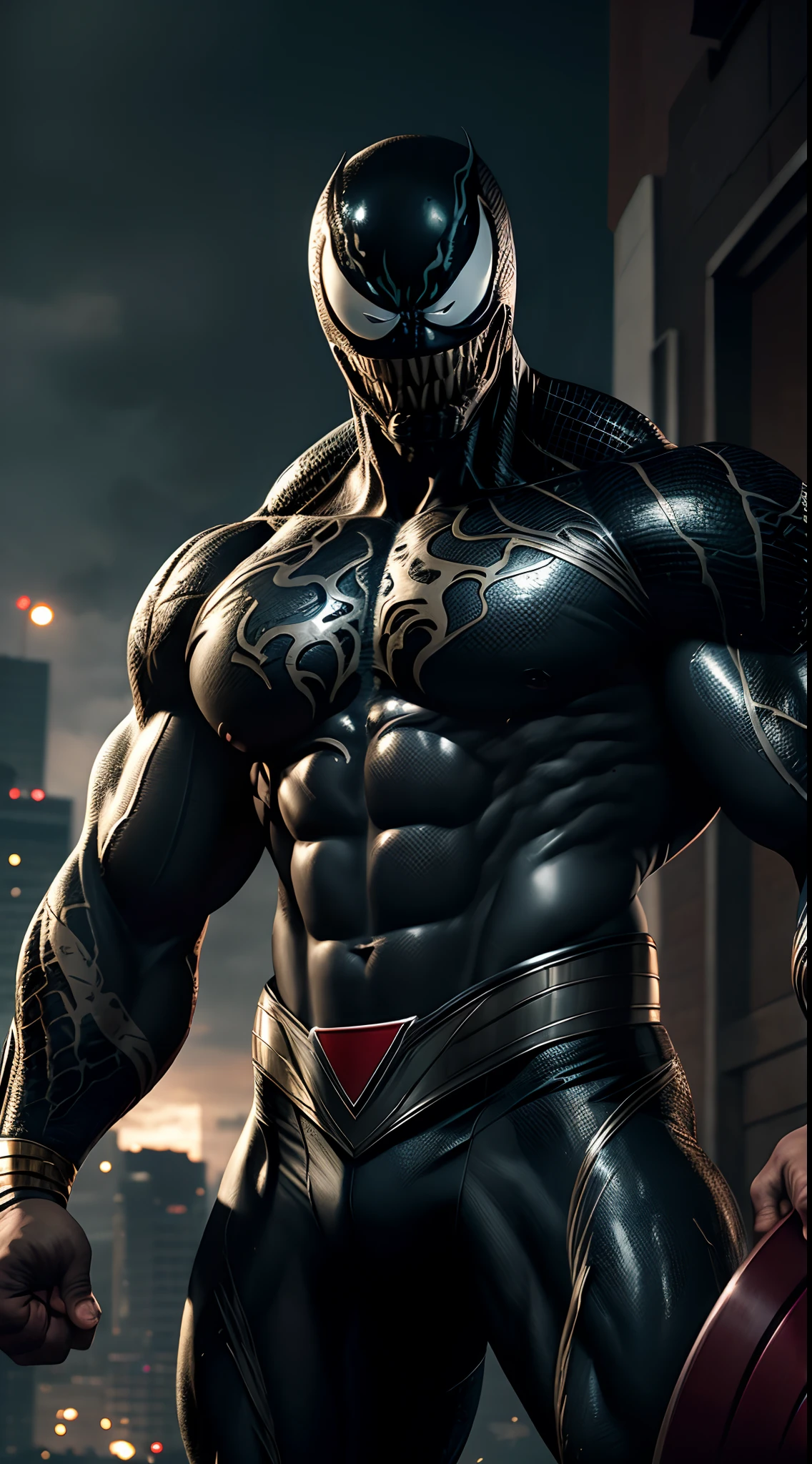 Venom Marvel super strong, muscular, ABS, 35mm lens, photography, ultra details, HDR, UHD,8K