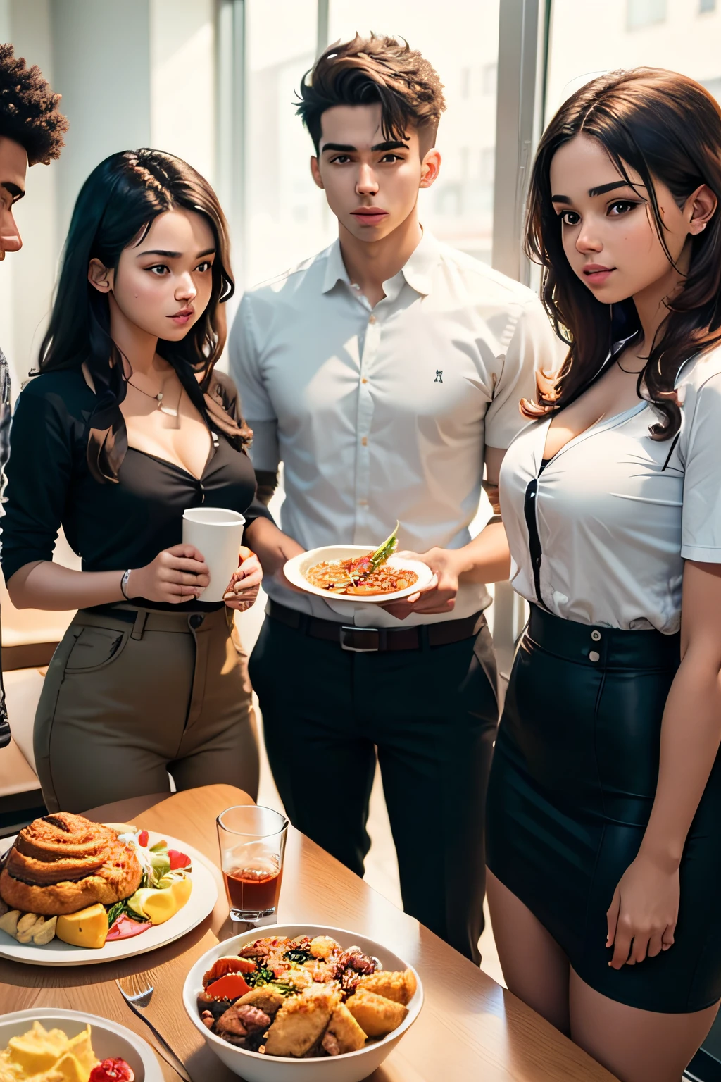 (masterpiece), best quality, (((nude naked girl who holds a tray of drinks))), girl has medium breast and nipple and vagina and short chignon hair and earring and bowtie and white gloves and black stockings and bowtie and white gloves and black stockings, restaurant setting, crowd of men in school uniform in background , crowd of men in school uniform in background, crowd of men in school uniform in background, crowd of men in school uniform in background, crowd of men in school uniform in background,