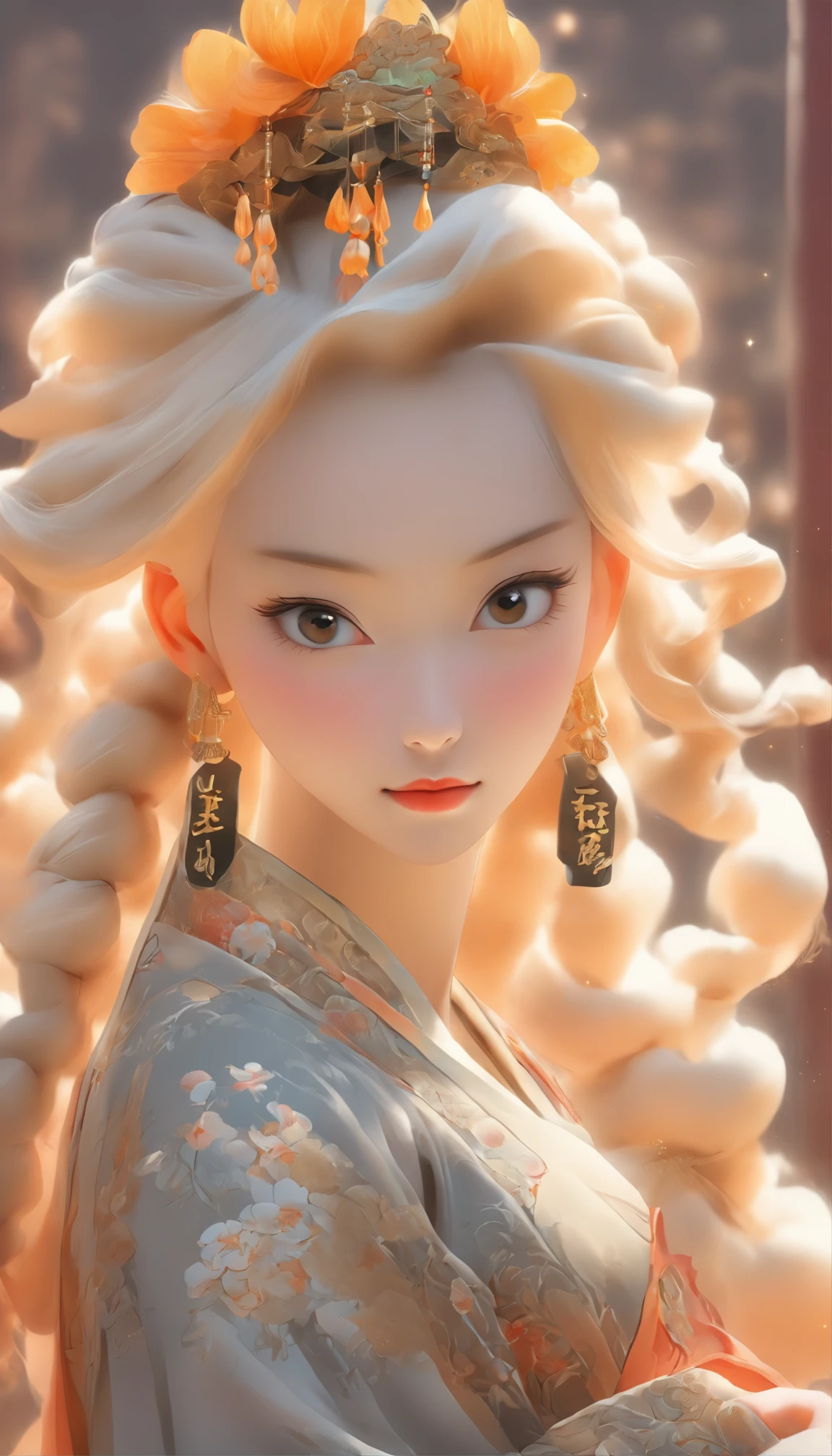 (best quality,highres,ultra-detailed,realistic:1.37),panoramic view, a girl named Kuyira passionately crafting jewelry, hair with black and white interwoven strands, half-black half-white hair, close-up of a woman wearing a white and black dress, a beautiful lady in Tang Dynasty attire, hair with black and silver tones, the Harley Queen, exquisite Tang Dynasty costume, Disney character dressed in stunning Tang Dynasty outfit, mesmerizing beauty, elegance, from a young age, she showcased a unique talent for design, especially in jewelry design, her opal jewelry became treasures in the palace