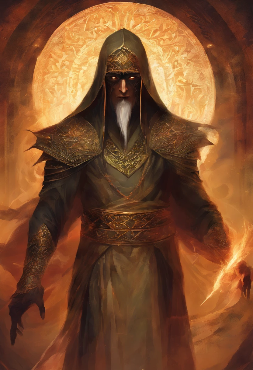 an evocative visual representation of Masih ad-Dajjal from Islamic eschatology. Depict this enigmatic figure with an emphasis on his sinister presence and supernatural qualities with one blind eye