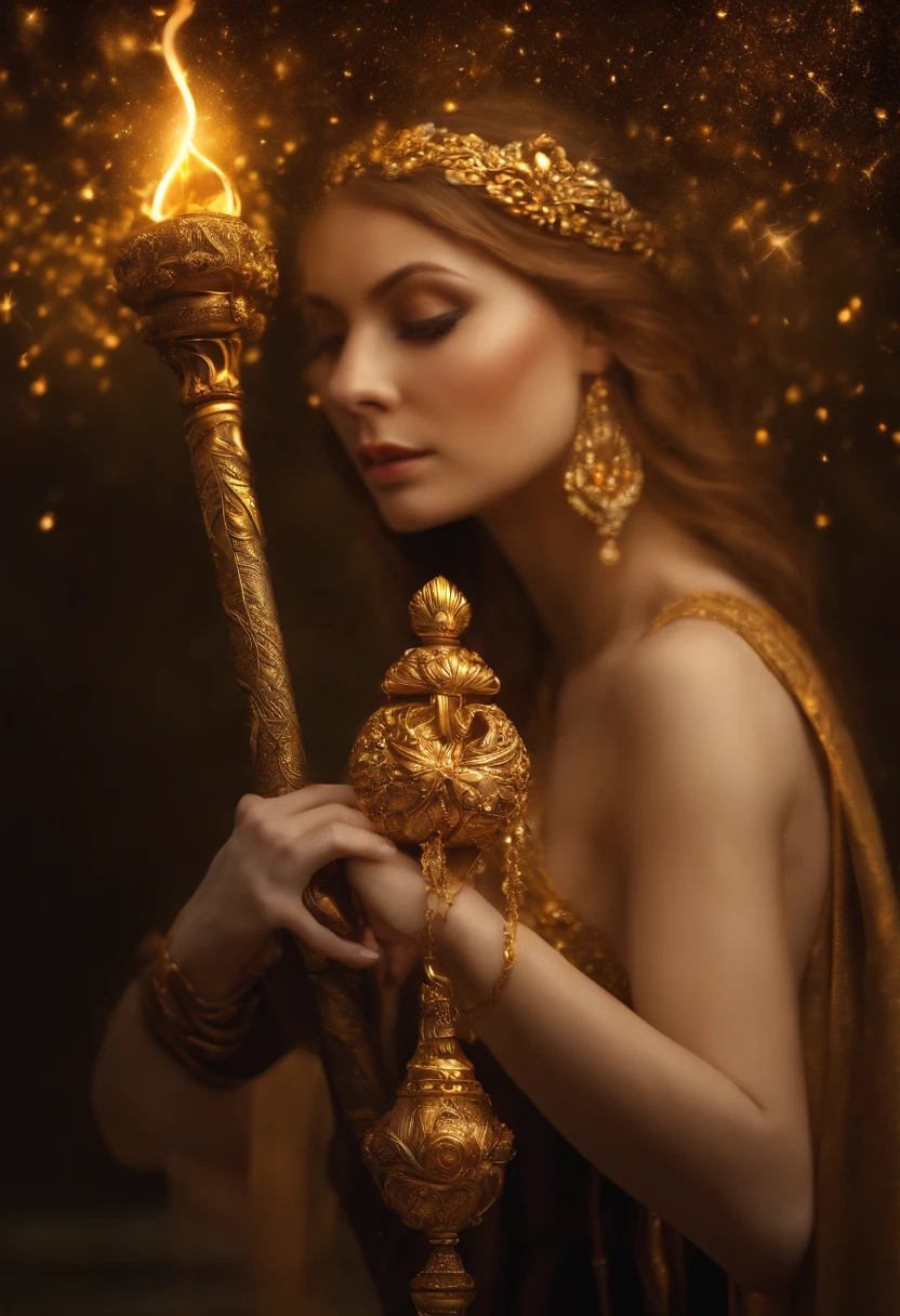 golden staff emanating magic