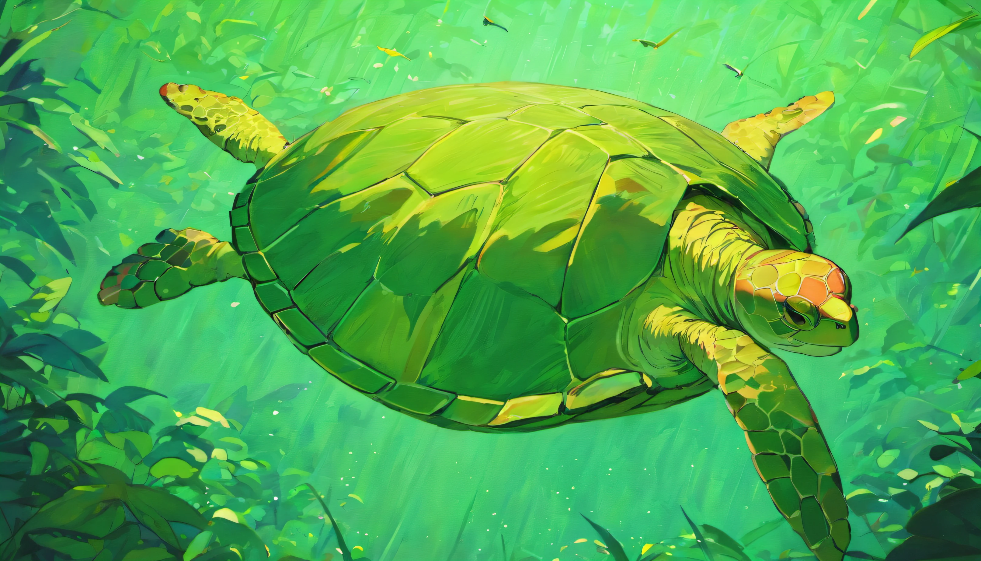 uma floresta verdejante, a turtle named Talula was upside down, No energy or motivation. That's where the dragonfly called Libé appears, tudo sorrisos e energia positiva.