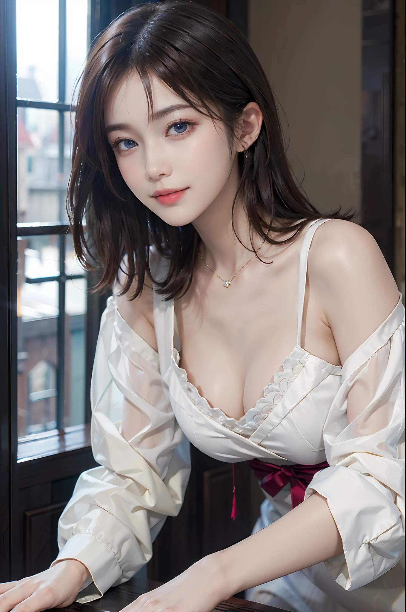((top-quality、masterpiece:1.3))、、1 female:2.0、Colossal tits:1.3、Slender body type:1.1、Toned abs、Brown hair、short-cut、Detailed lips、detailedeyes、二重まぶた、blue eyess、wide Shots、(Raw photography、top-quality)、(realisitic、Photorealsitic:1.3)、top-quality、masterpiece、extremely delicate and beautiful、extremely details CG、 absurderes、A smile、Erotic face、frontage、Fours、Slouched、Nokezoru、Tiger Cosplay、Strong smile、model poses、Cute side shot of 26 year old +Shy + Gorgeous French-Albanian schoolgirl、god rays、Shot with AFGA Vista 400::2.0 、Photos of the atmosphere in the style of Eric Madigan Heck and Arthur Elgort、、Bokeh、Snowflake 、Laugh with your mouth wide open:2.0