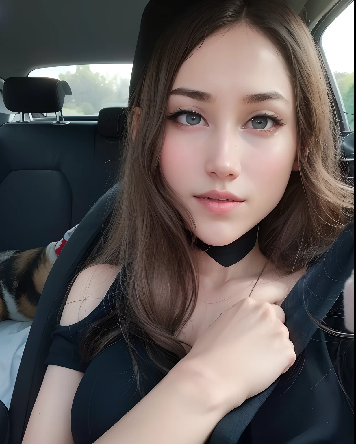 masterpiece、(((full nude)))、((((full nudeヌード)))、(((１４old people don&#39;t wear clothes、in the driver&#39;s seat of an open car)))、((Low - Angle)))、exposed girl、detailed eyes、超High resolution(reality:1.4)very beautiful, beautiful skin, slender,slender body、small breasts、small breasts、((Are thin、concave abdomen))、thin and long legs、 (Super realistic), (High resolution), (8K), (very detailed), (Super detailed), details face,、NSFW、lascivious、obscene appearance、(((art)))、 super detail 、The central figure、leading part、Completely naked、Thigh strap for only one leg 、(((wear sunglasses on your head)))、