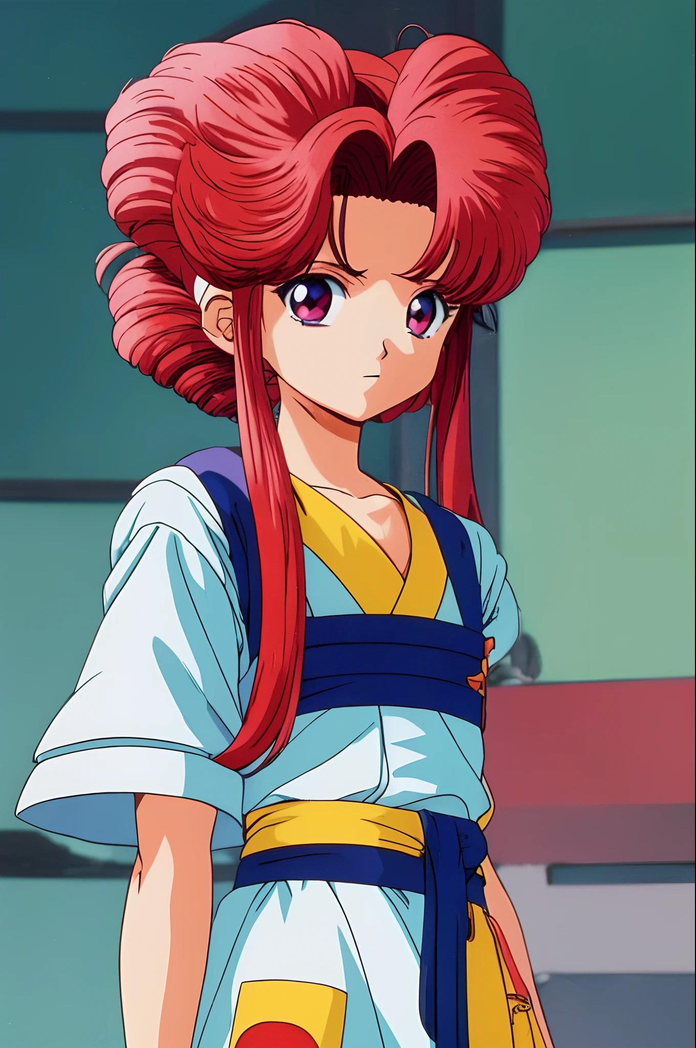 (80s anime style), ​masterpiece, top-quality, ighly detailed, 1boy, 独奏, (:3:0.9), ((Unique design)), (((Unique hairstyle)))red blush ,Cute pretty hair color