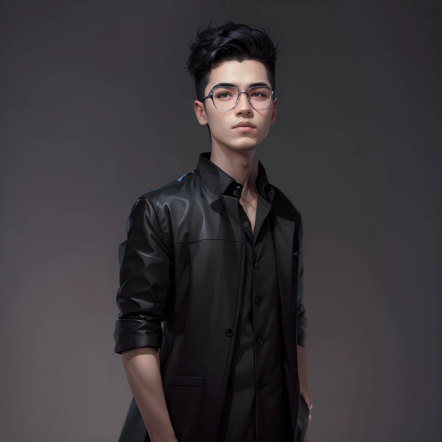 (Best quality, masterpiece), 1 boy wearing black coat, (simple white background: 1.2), black hair,upper body, ID photo, close-up,